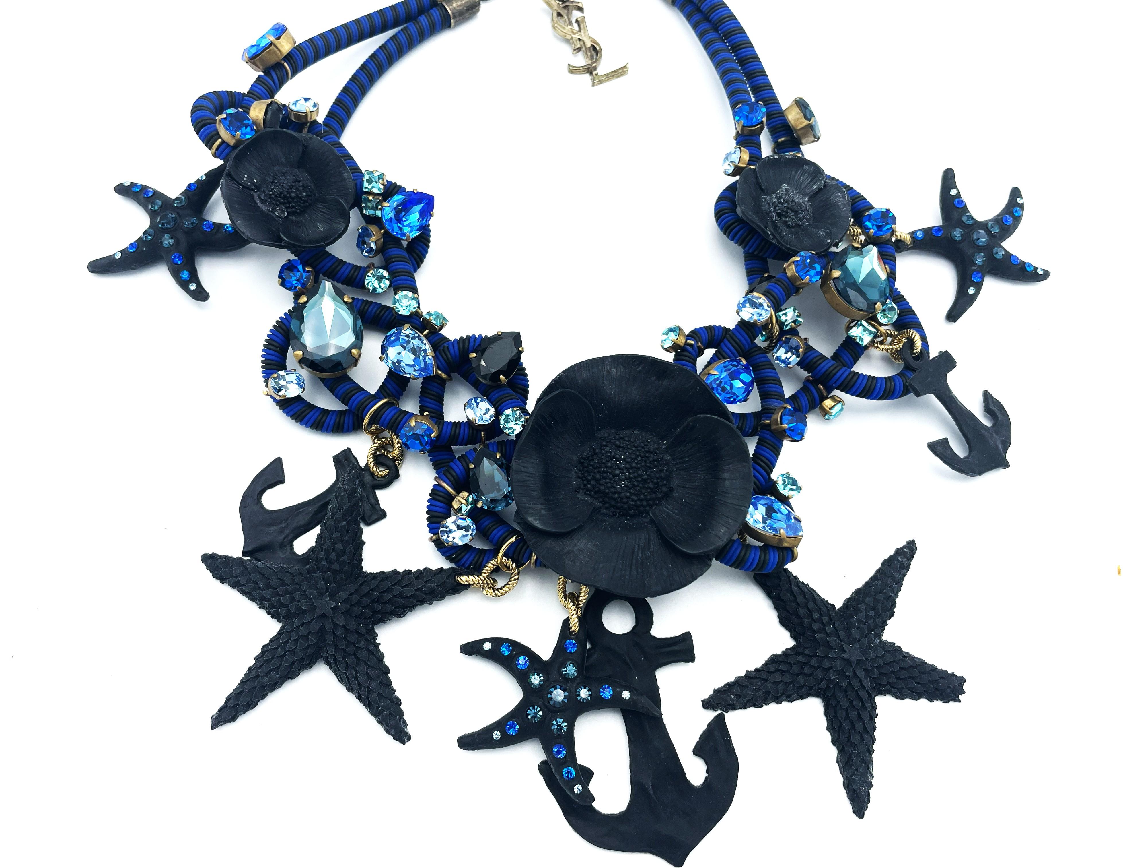 Yves Saint Laurent COLLIER, 'Borde de Mer', resina blu marine, anni '90 in vendita 5