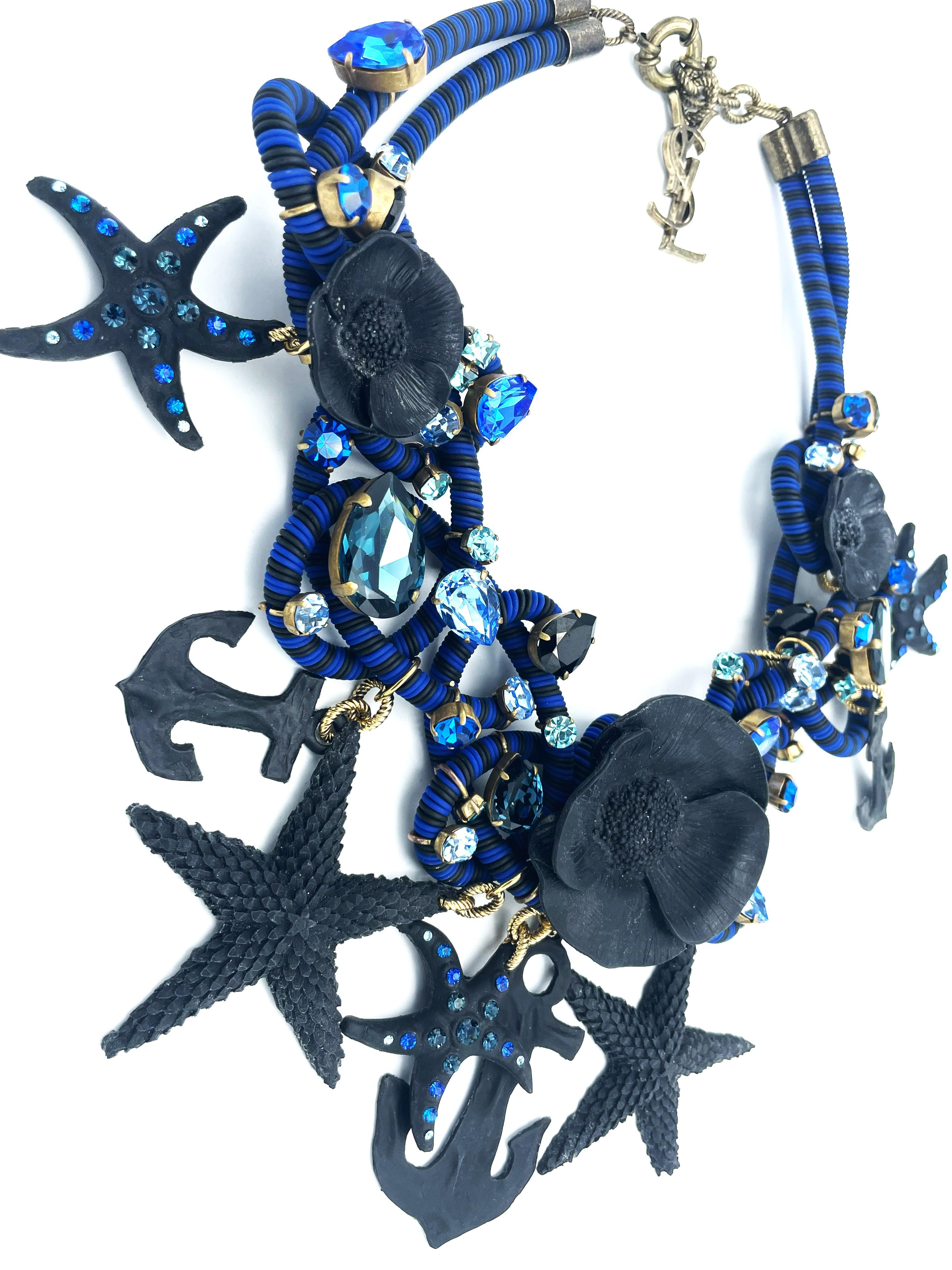 Yves Saint Laurent COLLIER, 'Borde de Mer', resina blu marine, anni '90 in vendita 6