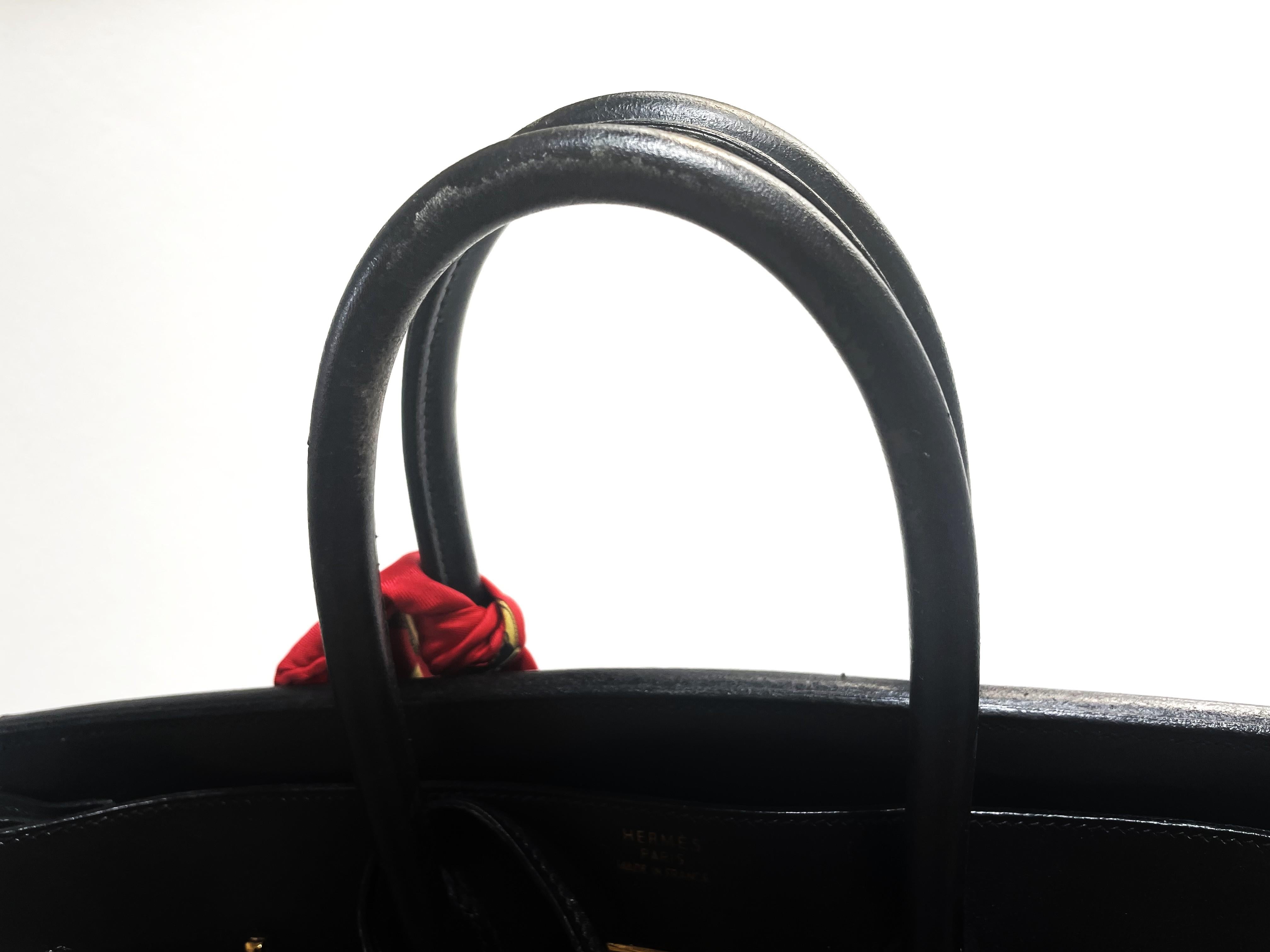HERÉS BIRKIN BAG 35 cm , Box cuir de veau noir, B in Quadrat - 1998 Kollection en vente 5