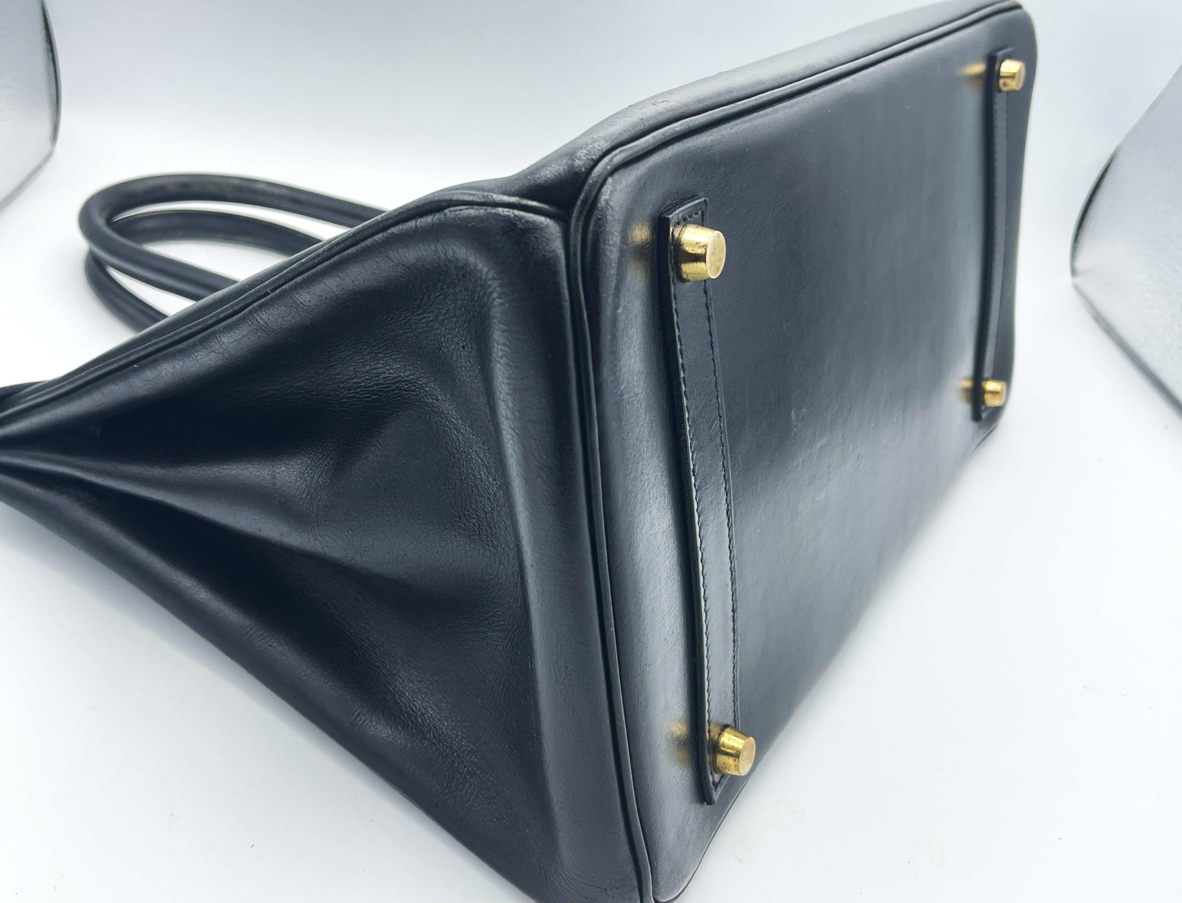 HERÉS BIRKIN BAG 35 cm , Box cuir de veau noir, B in Quadrat - 1998 Kollection en vente 3