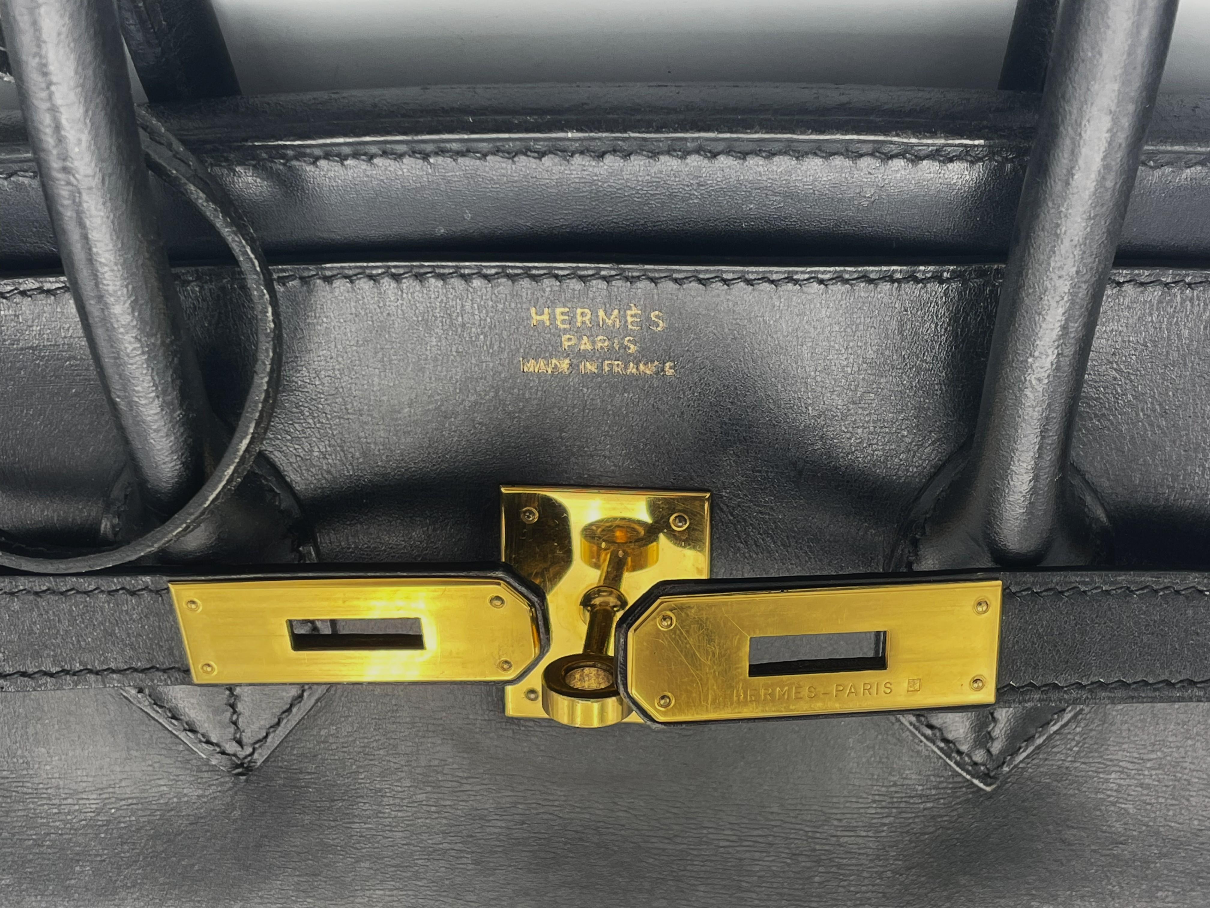 HERÉS BIRKIN BAG 35 cm , Box cuir de veau noir, B in Quadrat - 1998 Kollection en vente 8