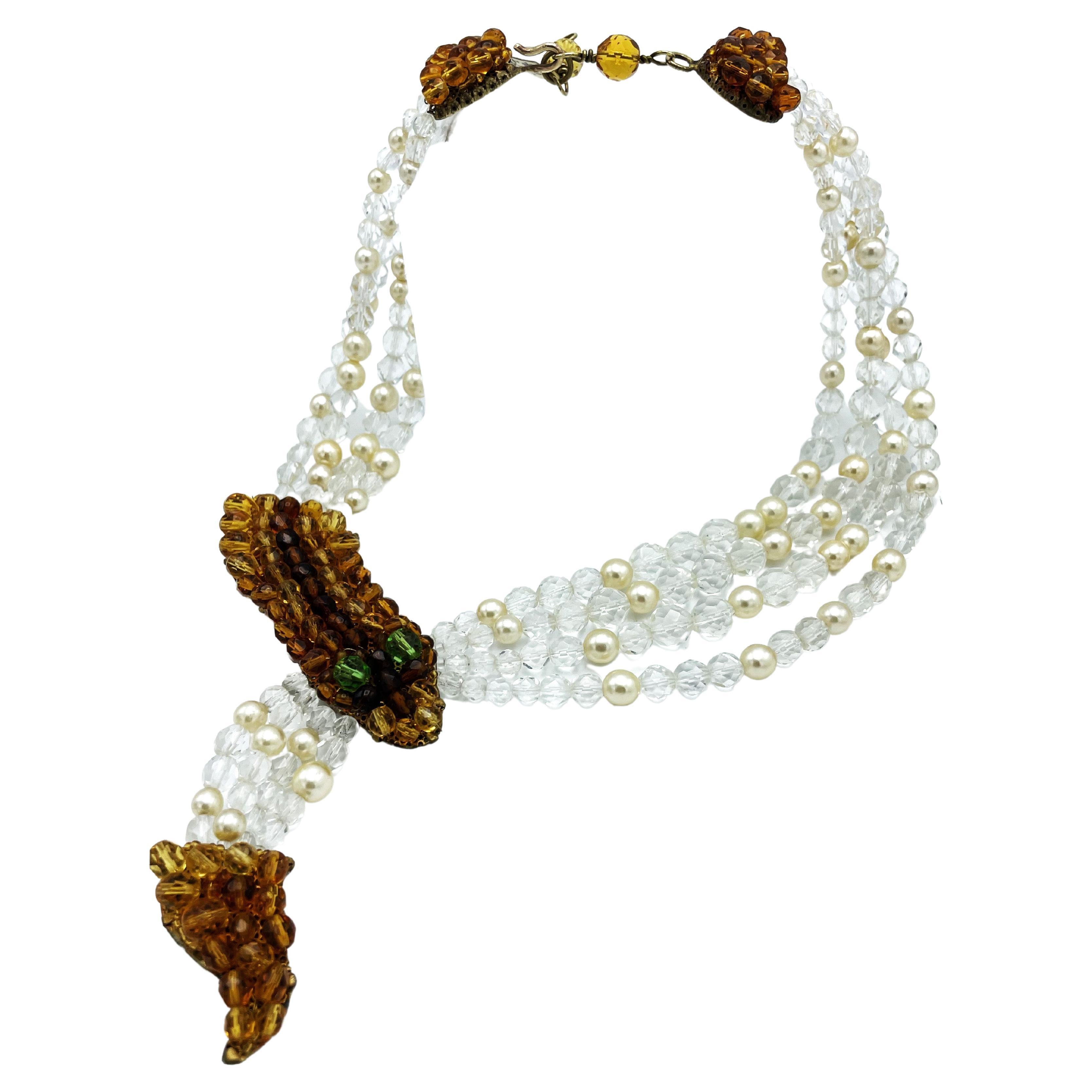 Art déco Coppola & Toppo Collier de perles représentant une tête et une queue de serpent, Italie, 1950 en vente