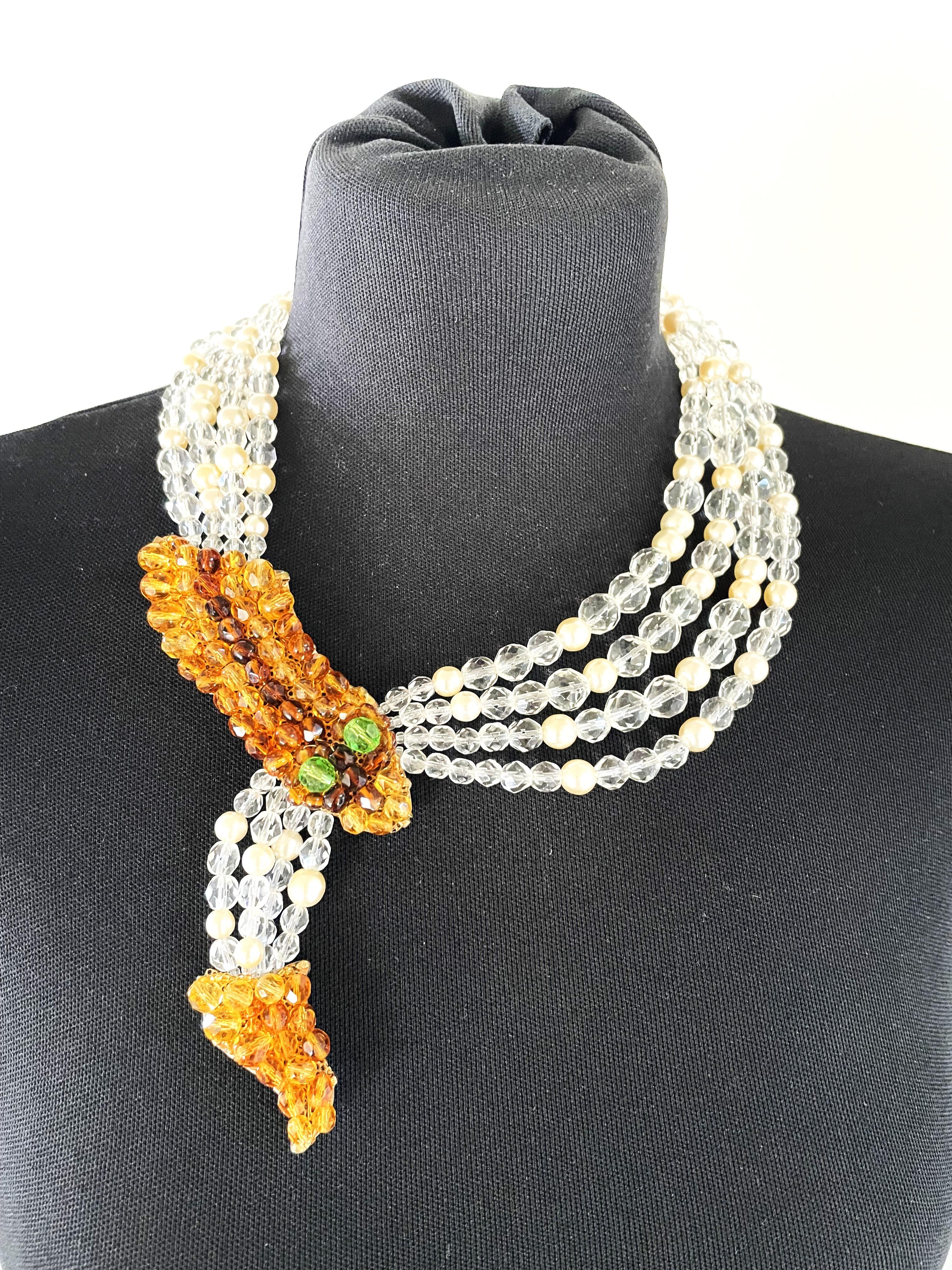Taille pampille Coppola & Toppo Collier de perles représentant une tête et une queue de serpent, Italie, 1950 en vente