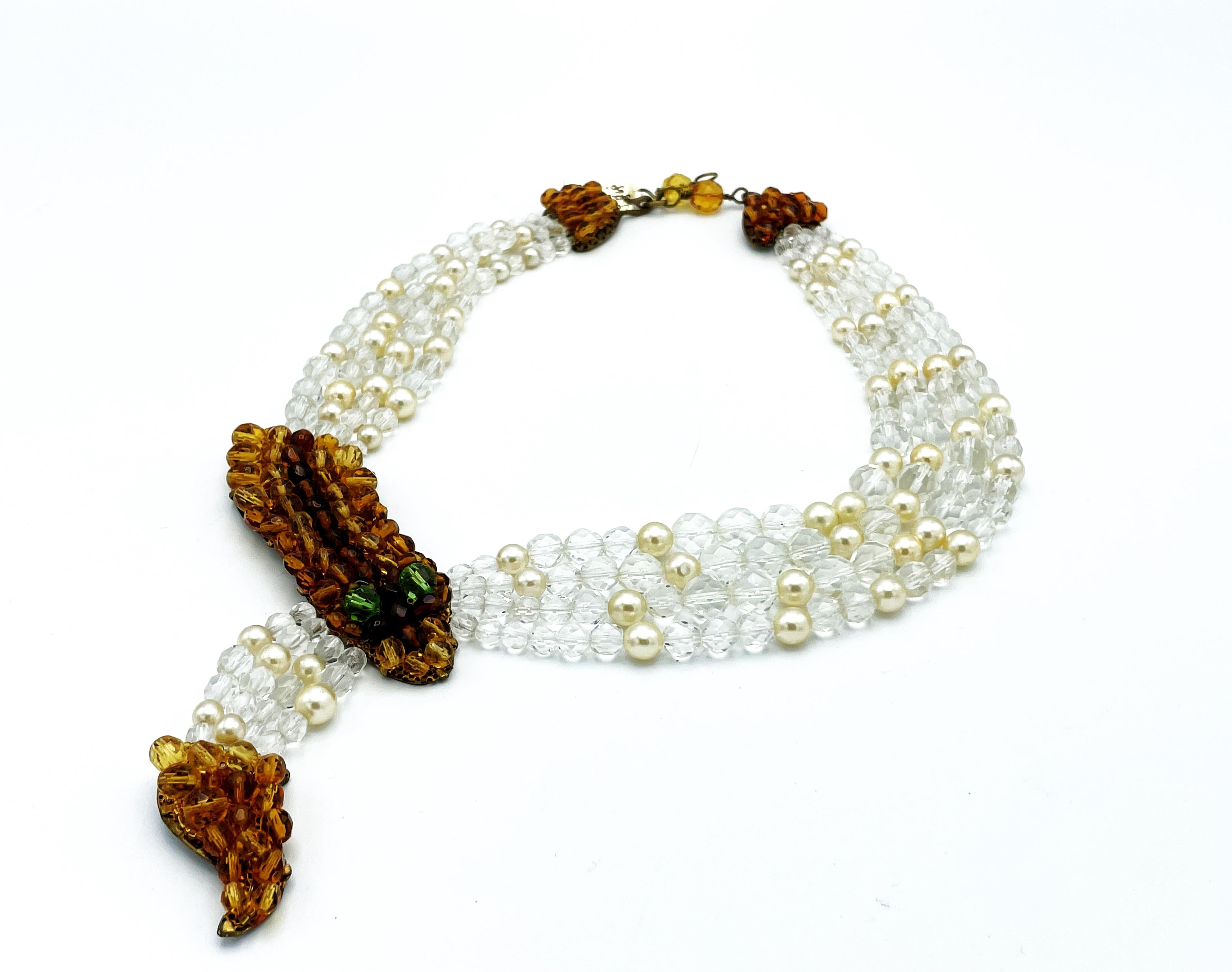 Coppola & Toppo Collier de perles représentant une tête et une queue de serpent, Italie, 1950 Excellent état - En vente à Stuttgart, DE