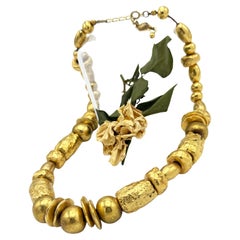Necklace by Christian Lacroix Paris, various sized gold-plated nuggetes, c 1990s