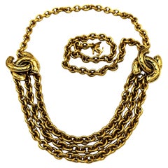 CHANEL necklace/belt bijoux, 24 k gold plated, made in France signed 1990