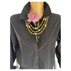 Collar Chanel de R. Goossens con perlas, 183 cm lang bañado en oro, años 1970/80