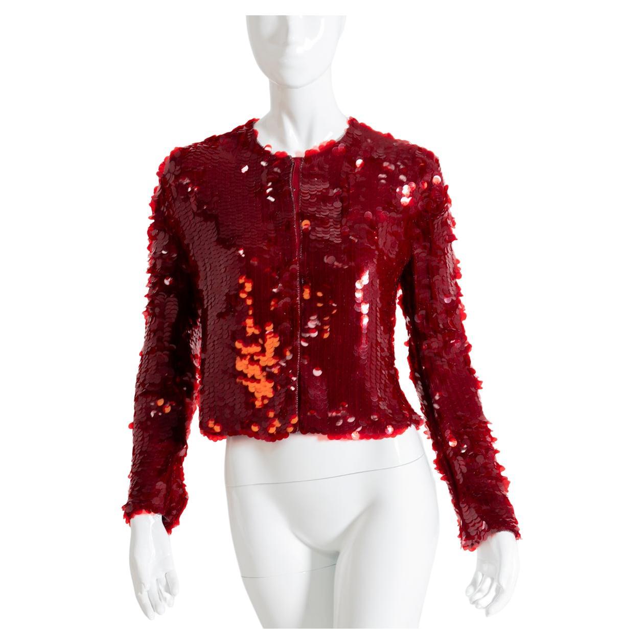 Armani Egocentric Red Silk and Sequin Blazer 
