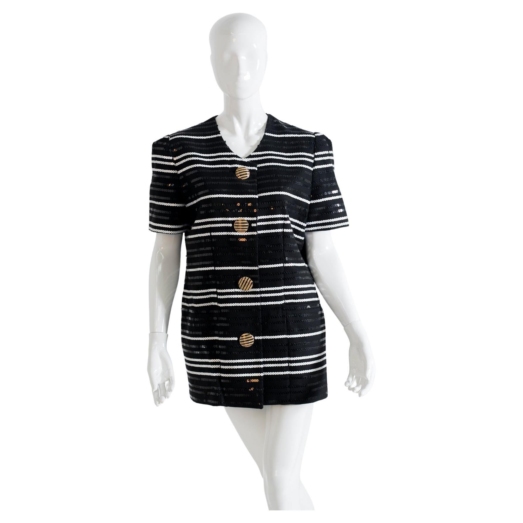 Gai Mattiolo Vintage Black and White Blazer For Sale