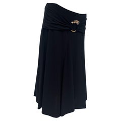 Roberto Cavalli Black Stretch Skirt with Jeweled Zebra Buckle
