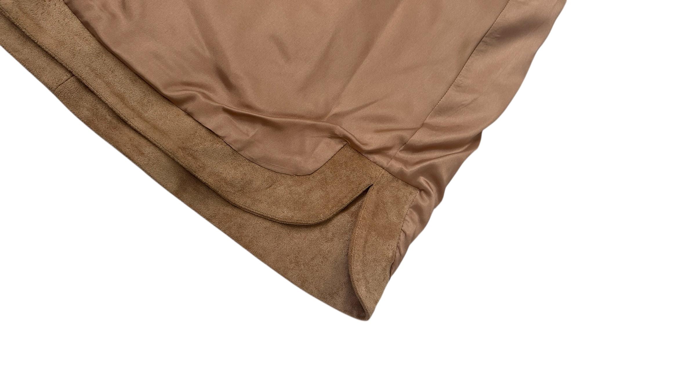 Marella Sport Vintage Faux Suede A-Line Skirt with Snap Buttons Brown en venta