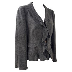 Elegant Armani Collezioni Wool and Cashmere Blazer with Ruffles
