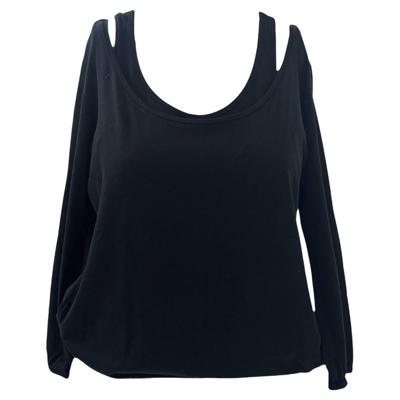 Black Stefanel Top with Built-in Tank and Double-Layer Effect 90s/2000s