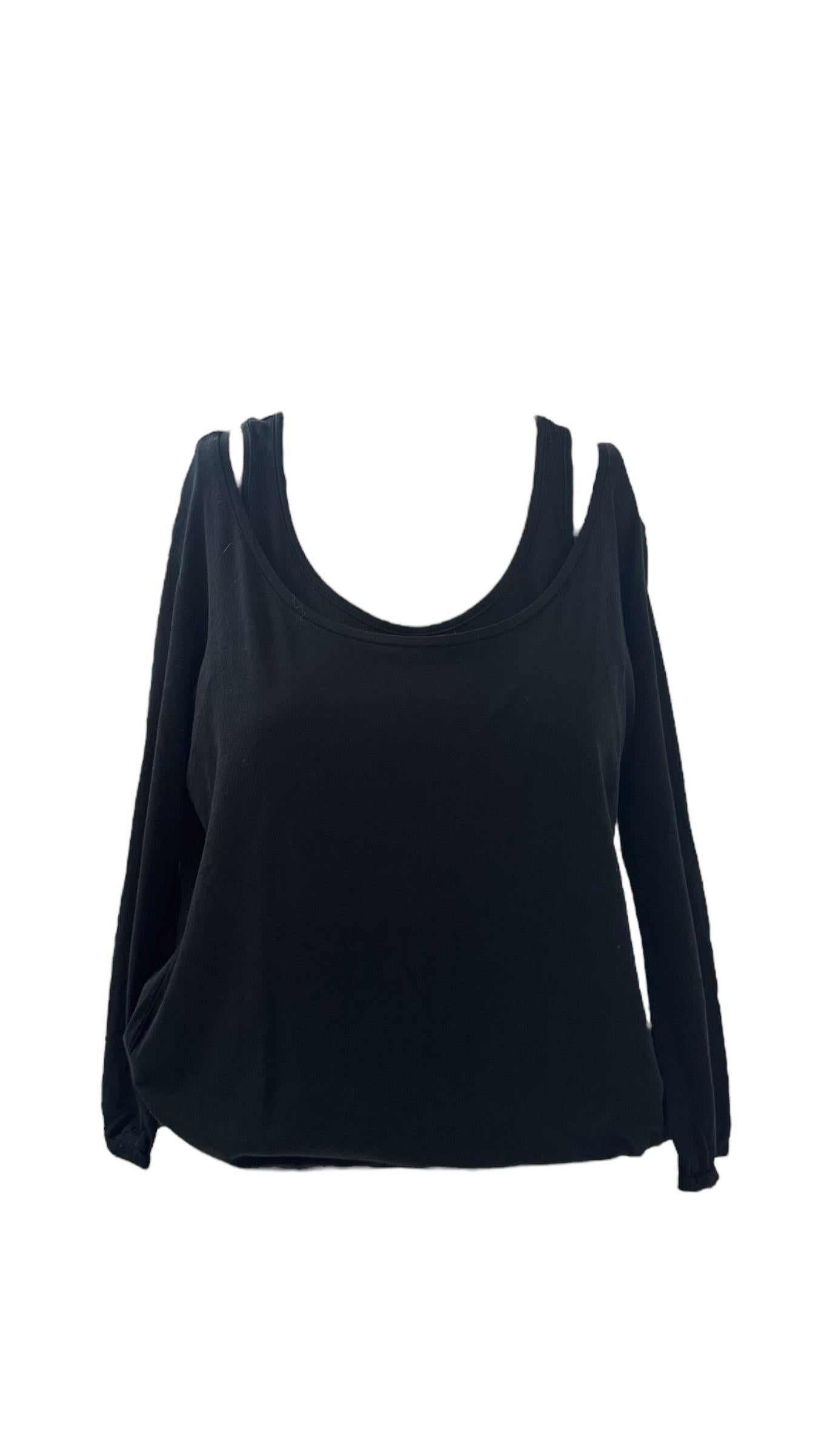 Black Stefanel Top with Built-in Tank and Double-Layer Effect 90s/2000s en venta 1