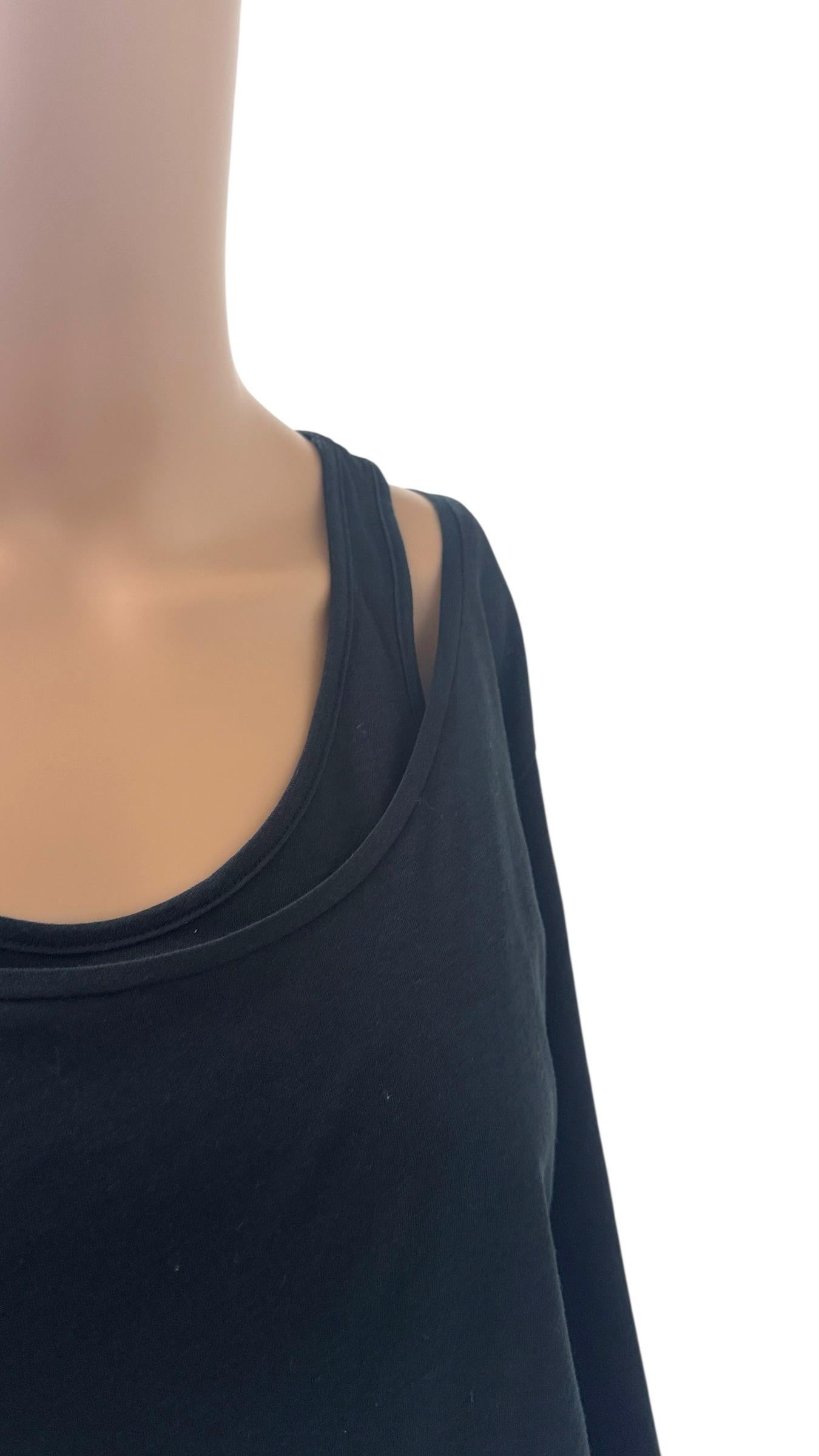 Black Stefanel Top with Built-in Tank and Double-Layer Effect 90s/2000s en venta 2