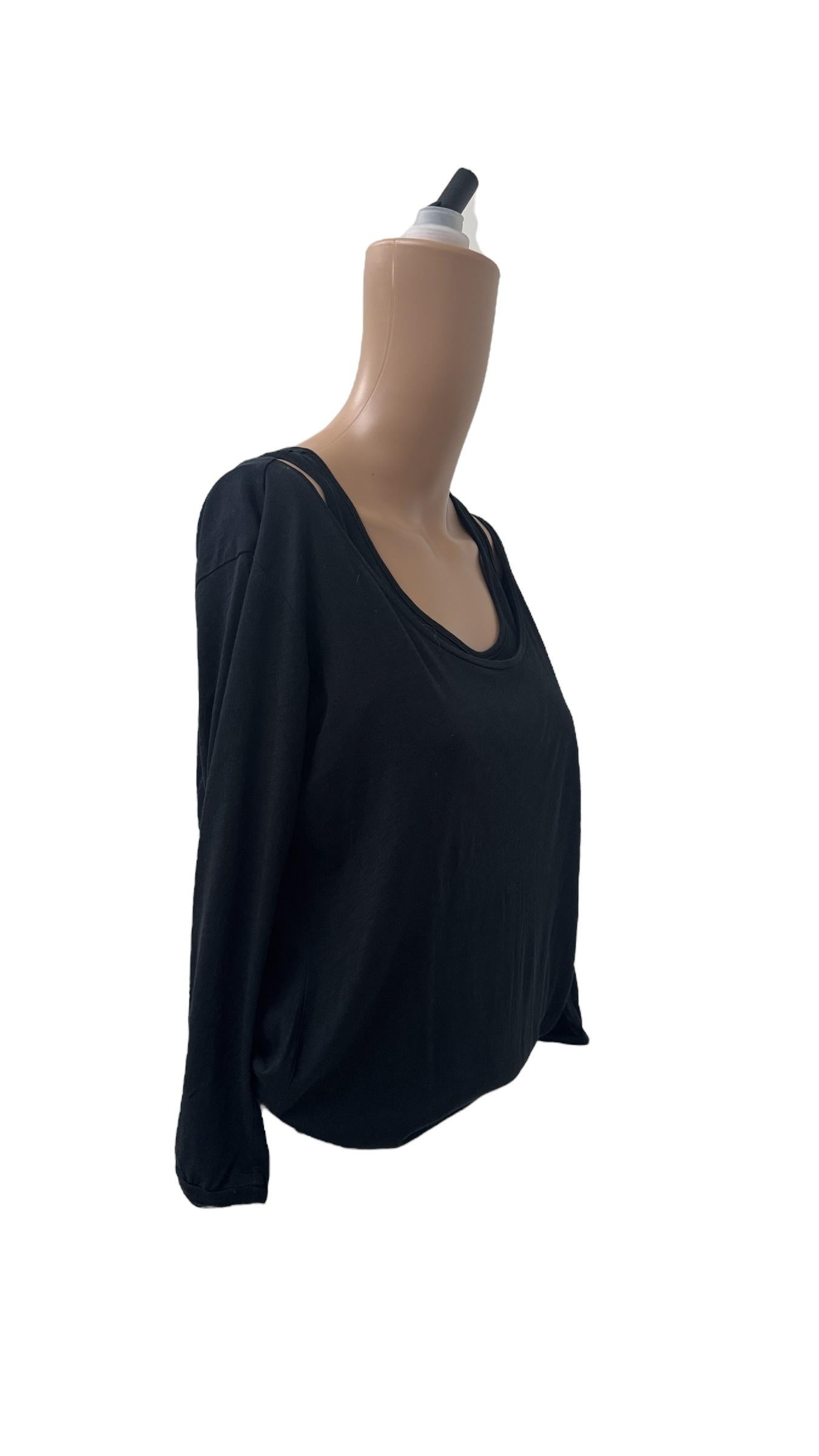 Black Stefanel Top with Built-in Tank and Double-Layer Effect 90s/2000s en venta 4