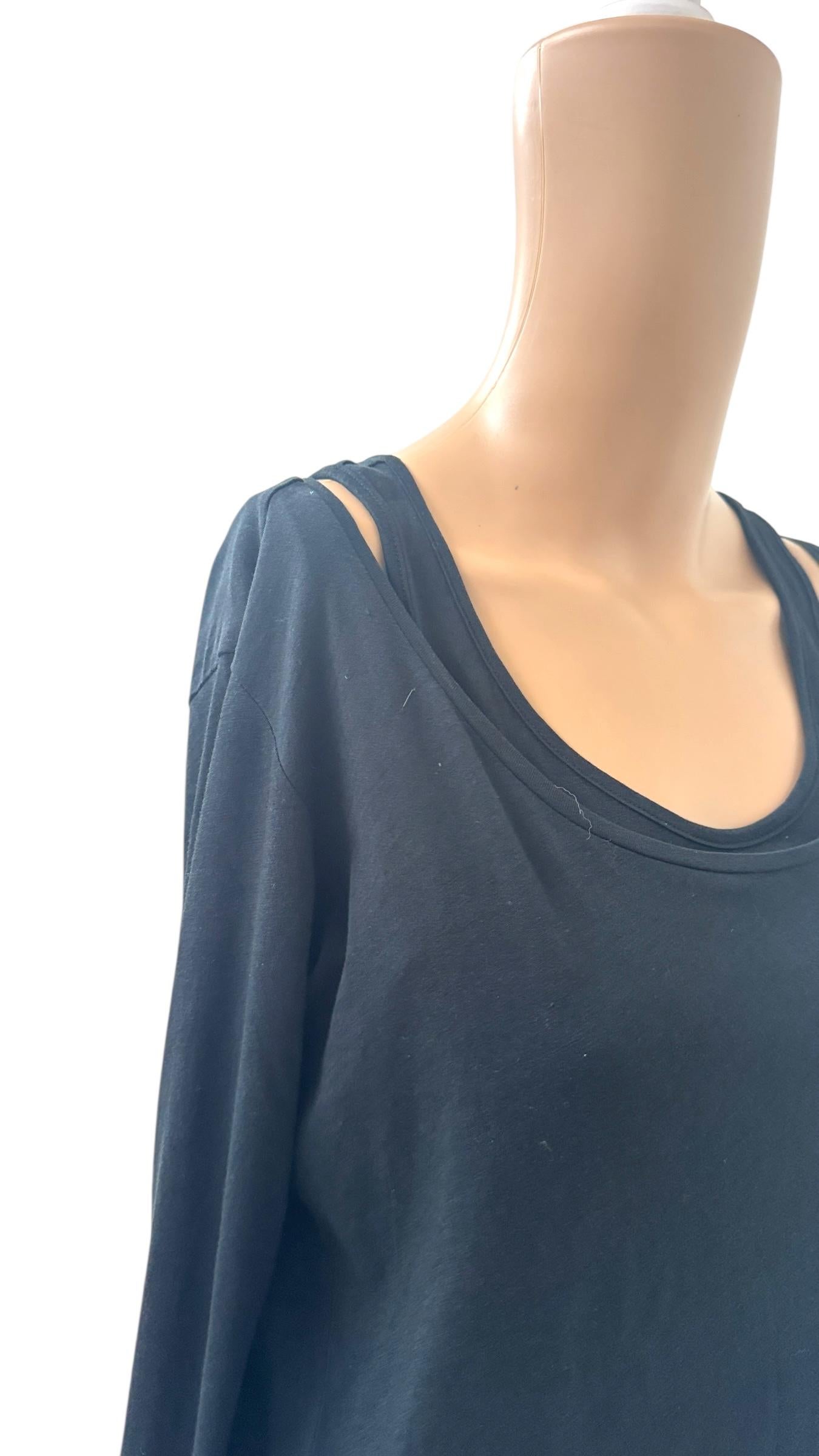 Black Stefanel Top with Built-in Tank and Double-Layer Effect 90s/2000s en venta 3
