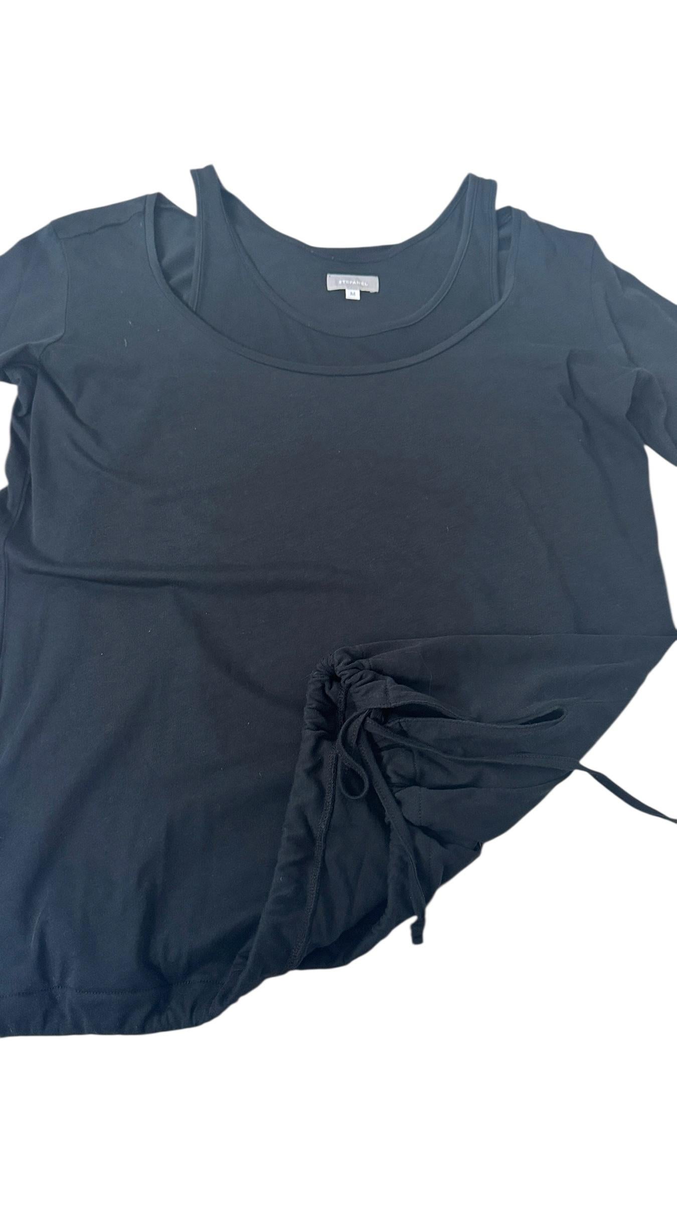 Black Stefanel Top with Built-in Tank and Double-Layer Effect 90s/2000s en venta 9