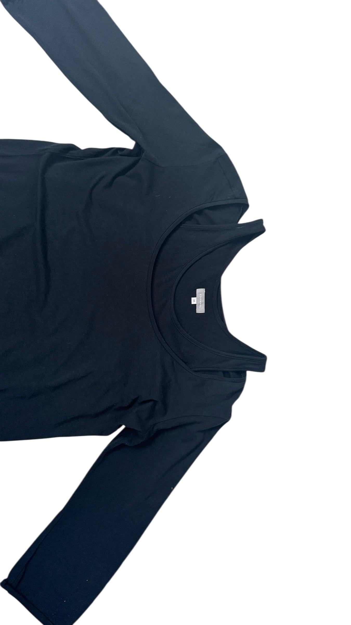 Black Stefanel Top with Built-in Tank and Double-Layer Effect 90s/2000s en venta 6