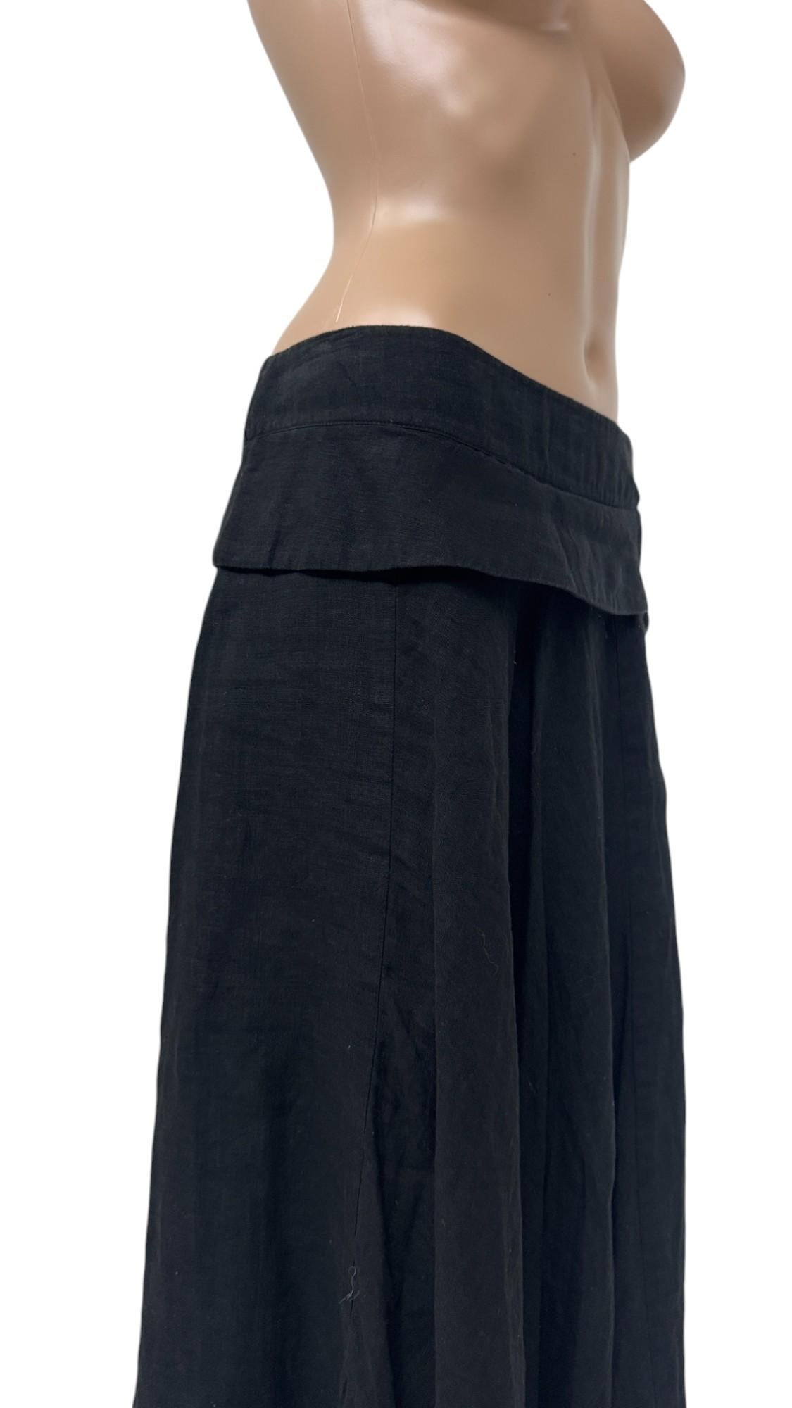 Vintage Asymmetric Black Linen Maxi Skirt by Sarah Pacini en venta 8