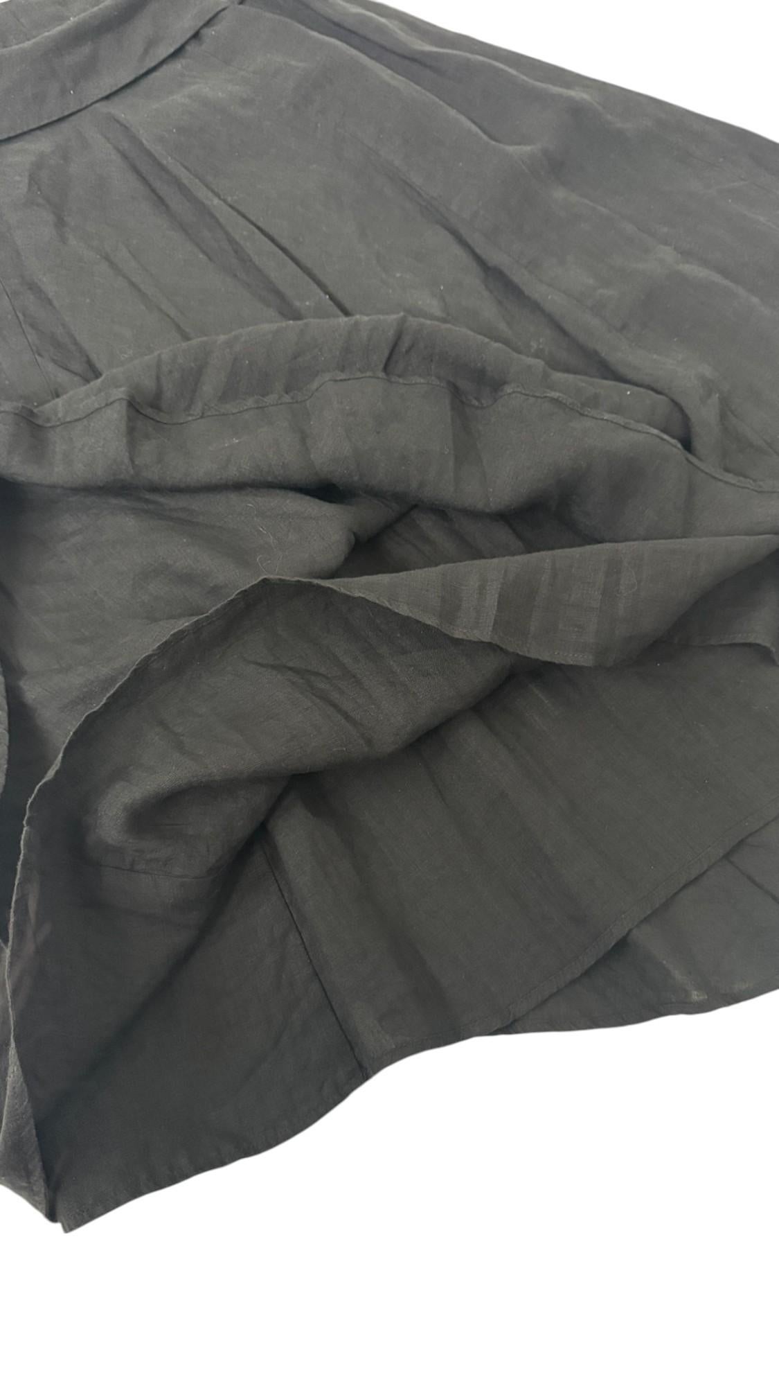Vintage Asymmetric Black Linen Maxi Skirt by Sarah Pacini en venta 1