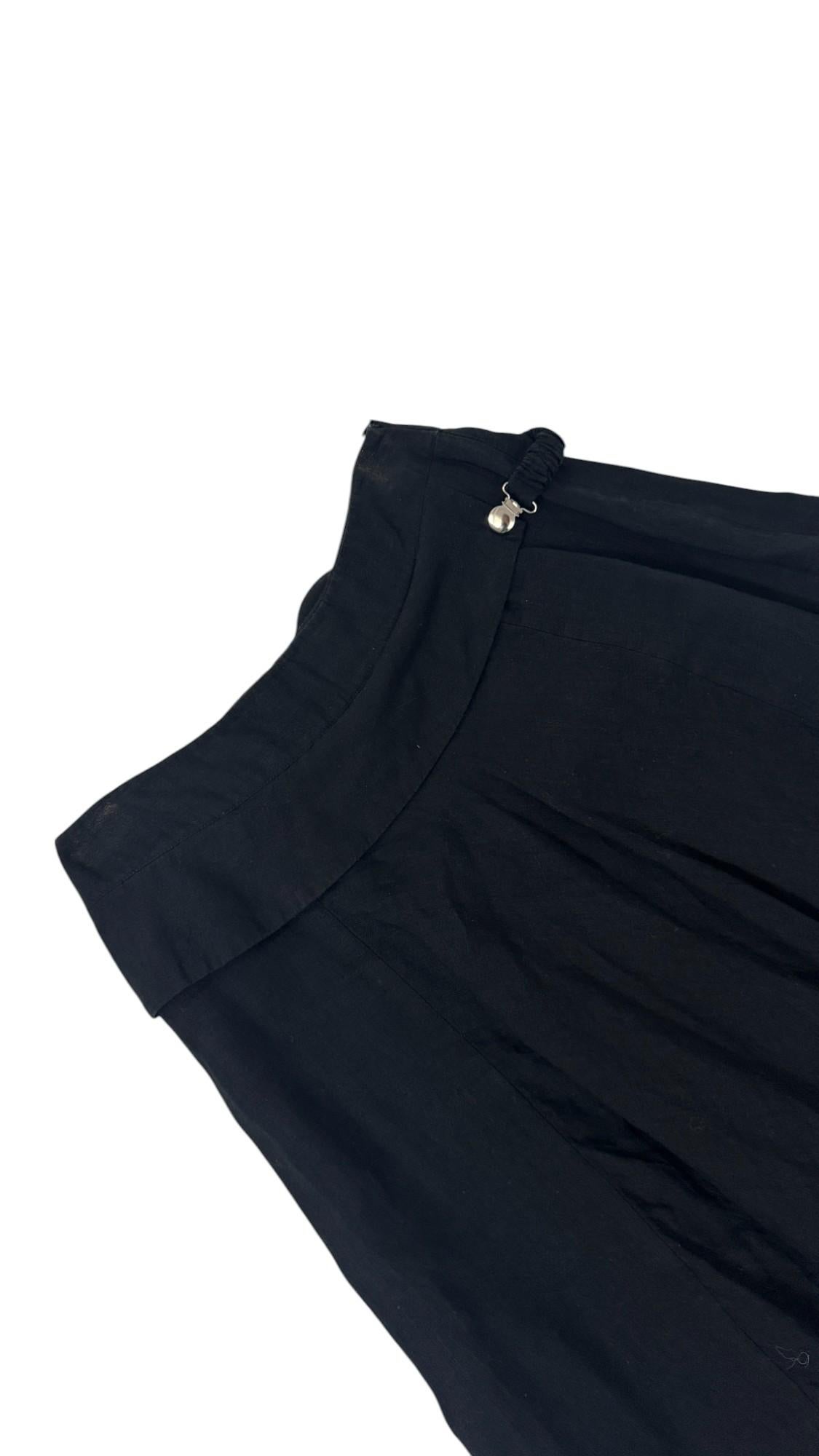 Vintage Asymmetric Black Linen Maxi Skirt by Sarah Pacini en Bueno estado para la venta en Milano, IT
