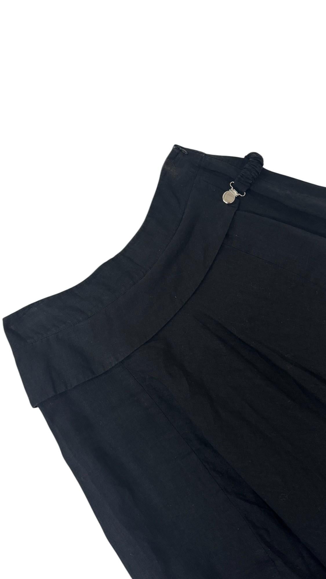 Vintage Asymmetric Black Linen Maxi Skirt by Sarah Pacini en venta 2