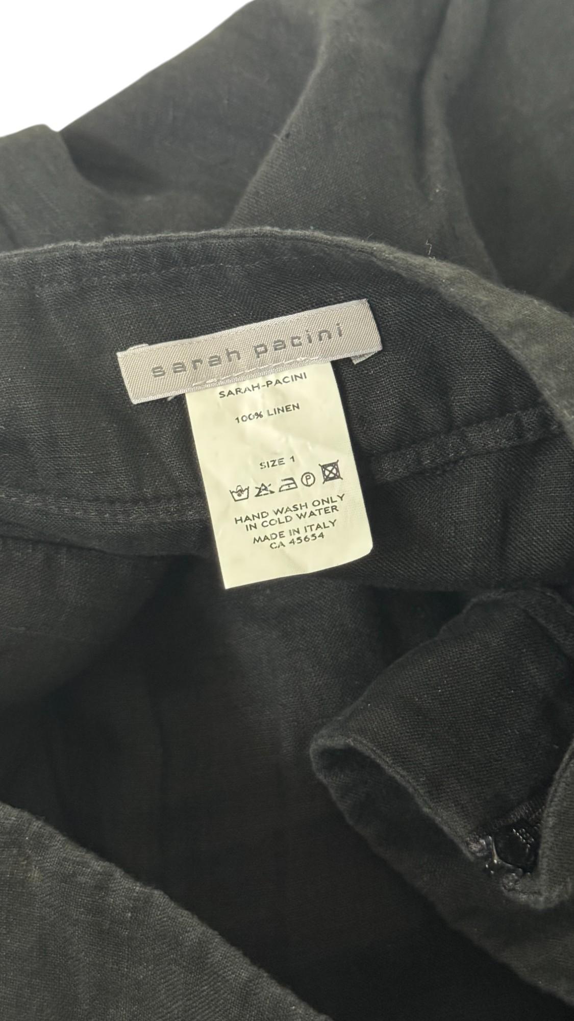 Vintage Asymmetric Black Linen Maxi Skirt by Sarah Pacini en venta 3