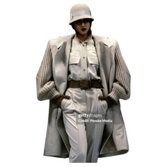 Claude Montana Fall/Winter 1984 Iconic Runway Ensemble in Ivory Wool and Knit