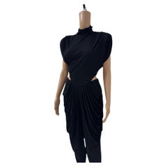 Dramatic 1980s Black Jersey Cutout Jumpsuit by Vicky Tiel Paris