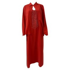 Vintage Giorgio Kauten Coral Silk Ensemble with Sequin Panel