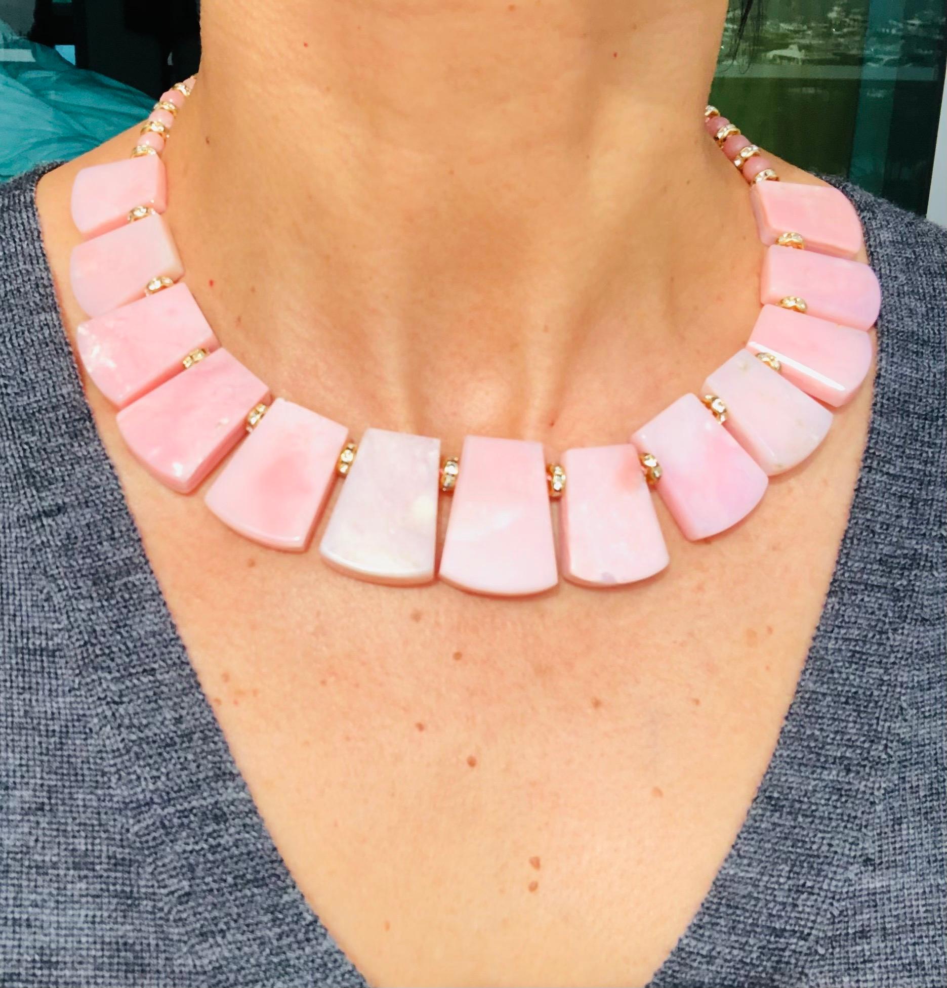 Contemporary A.Jeschel Luxury and Pretty in a Pink Opal Necklace. For Sale