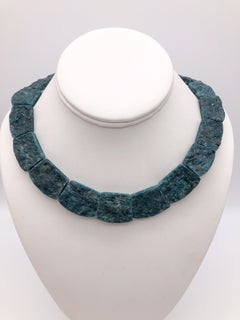 A.Jeschel Rough cut blue and green Apatite necklace. 