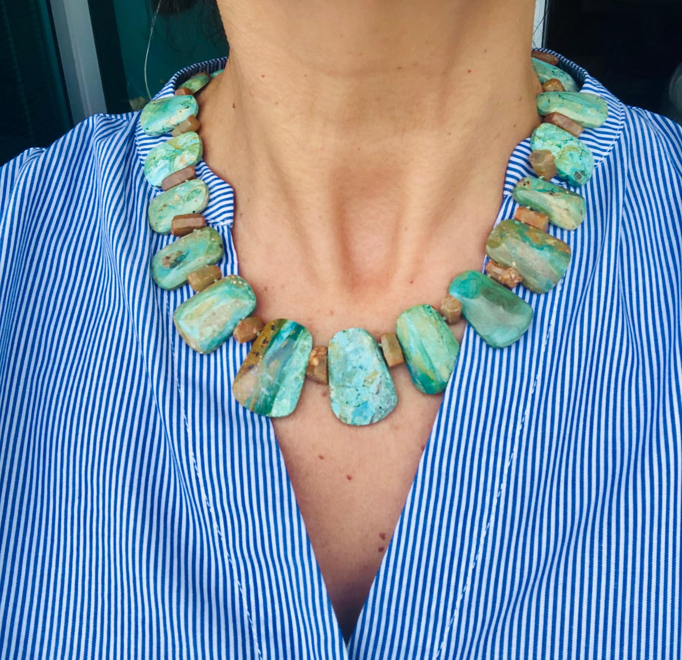 Exquisite Gem Silica Necklace: Rare Beauty

Indulge in the unparalleled allure of gem silica, the rarest of blue-green gemstones, coveted for its association with copper deposits and its stunning hue. Often found alongside quartz, chalcedony,