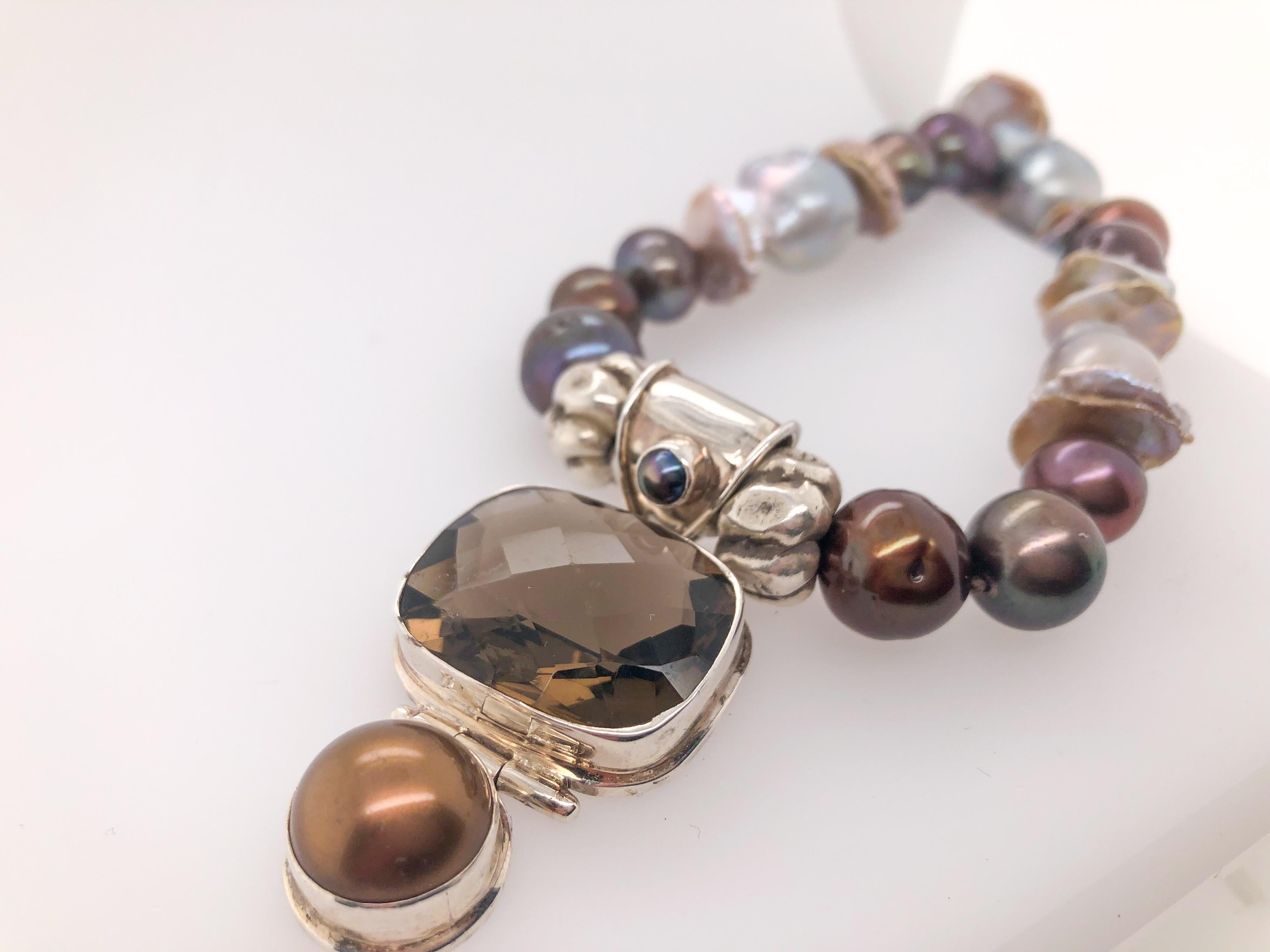 A.Jeschel Smoky Quartz necklace and chocolate Pearl pendant 5
