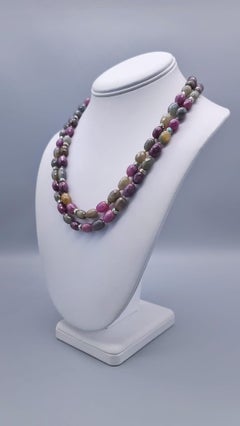 A.Jeschel  Double strand pink and green Sapphire necklace.