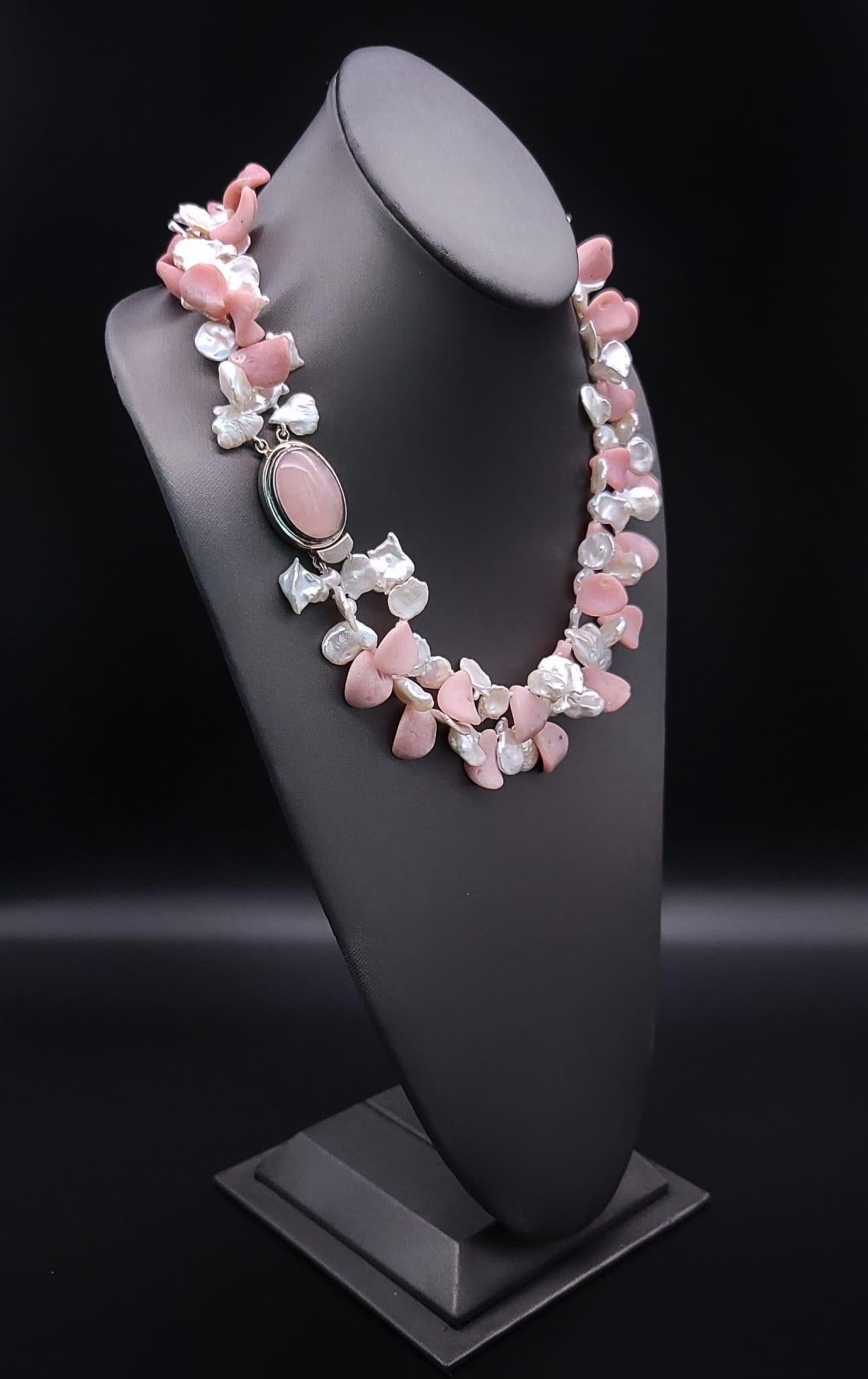 A.Jeschel 2 strand Pink Opal and Pearl necklace. For Sale 2