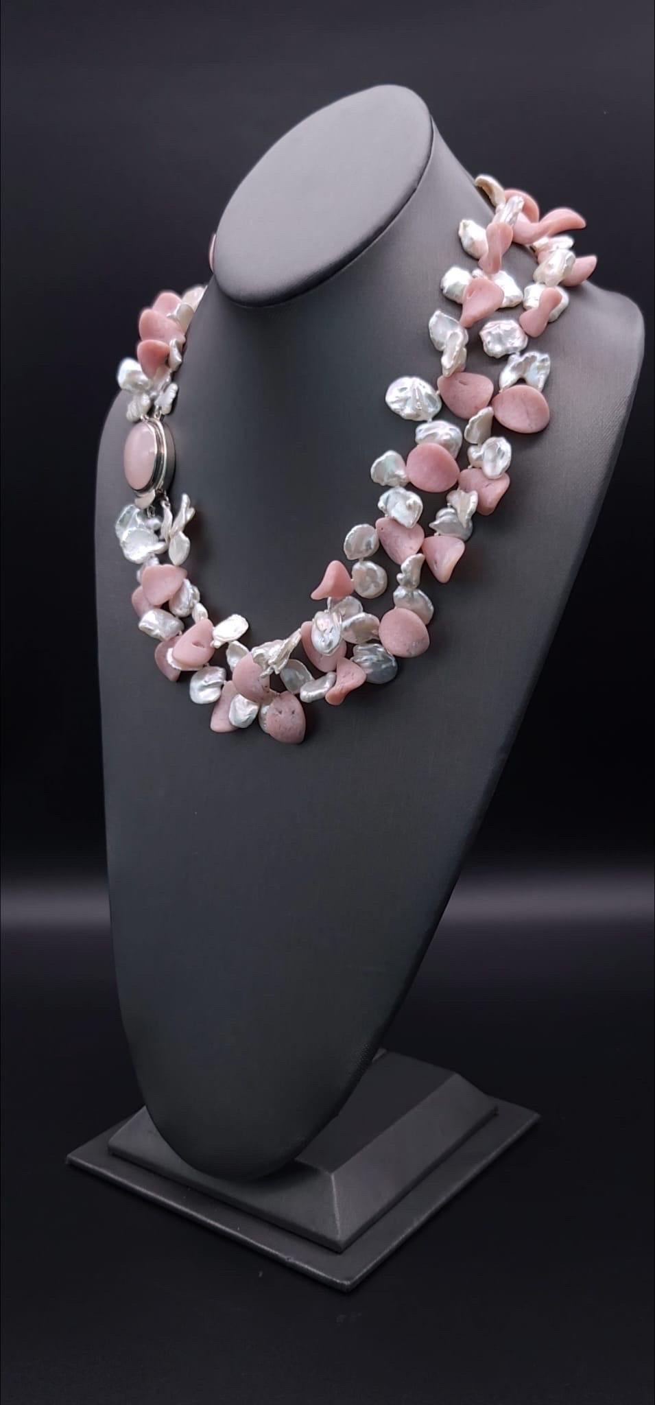 A.Jeschel 2 strand Pink Opal and Pearl necklace. For Sale 10