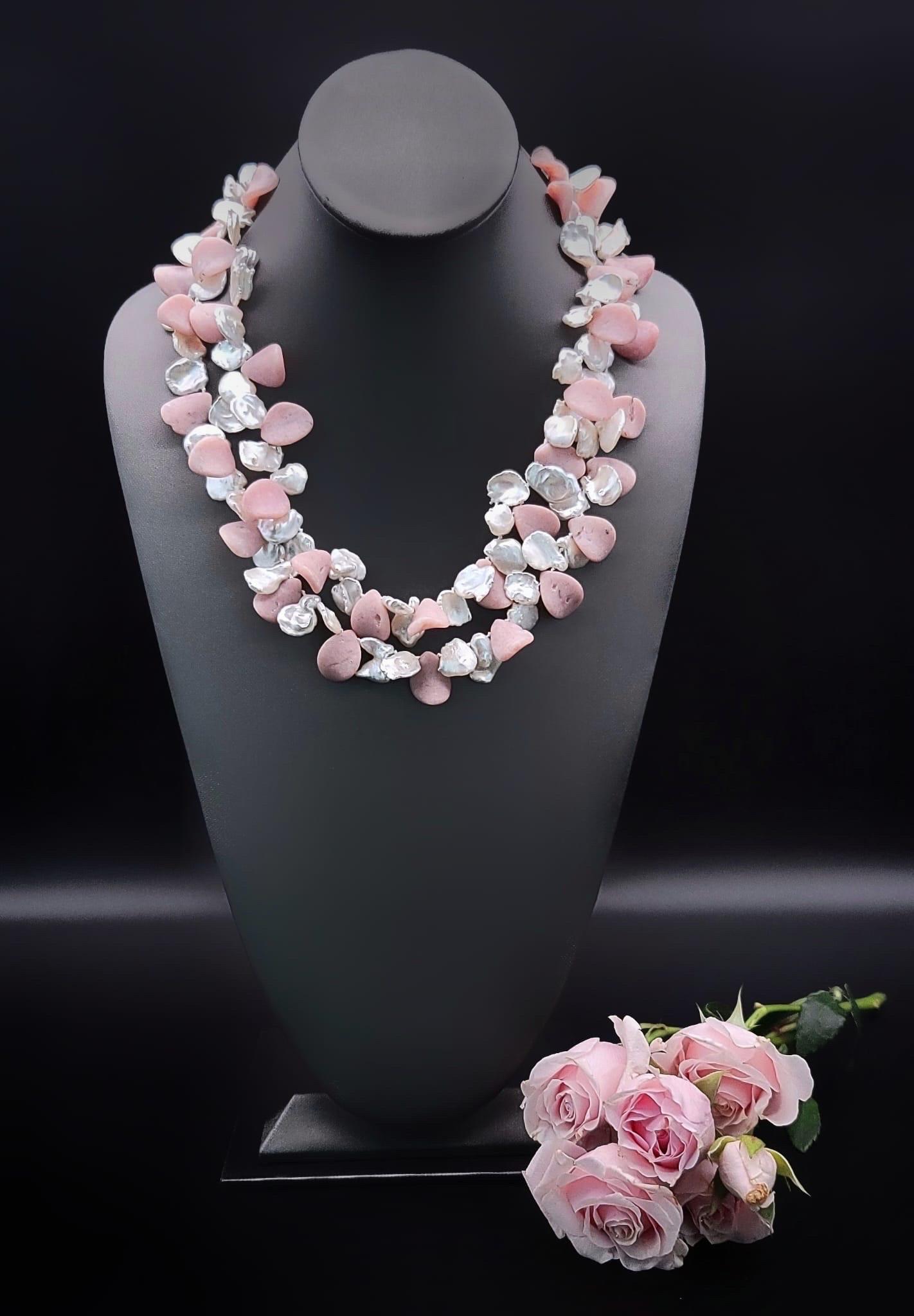 A.Jeschel 2 strand Pink Opal and Pearl necklace. For Sale 9