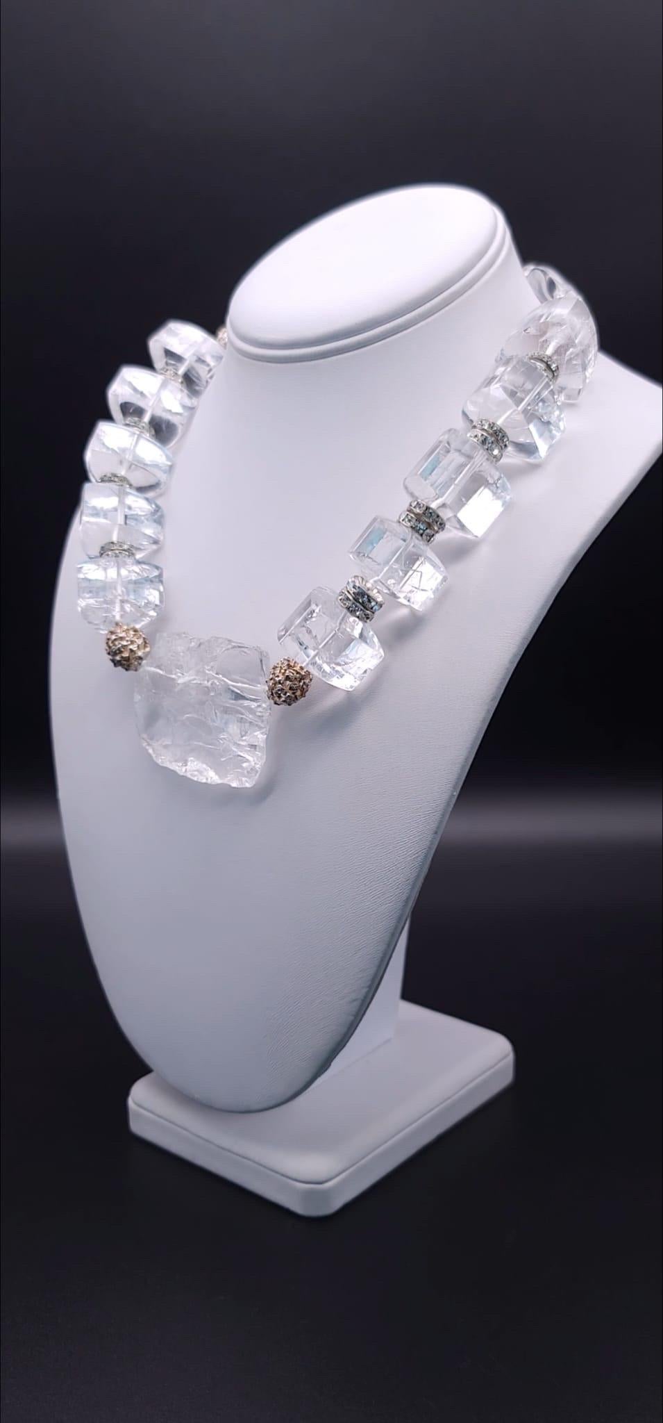 A.Jeschel Impressive Icy Crystal and Sterling Silver Necklace. In New Condition For Sale In Miami, FL
