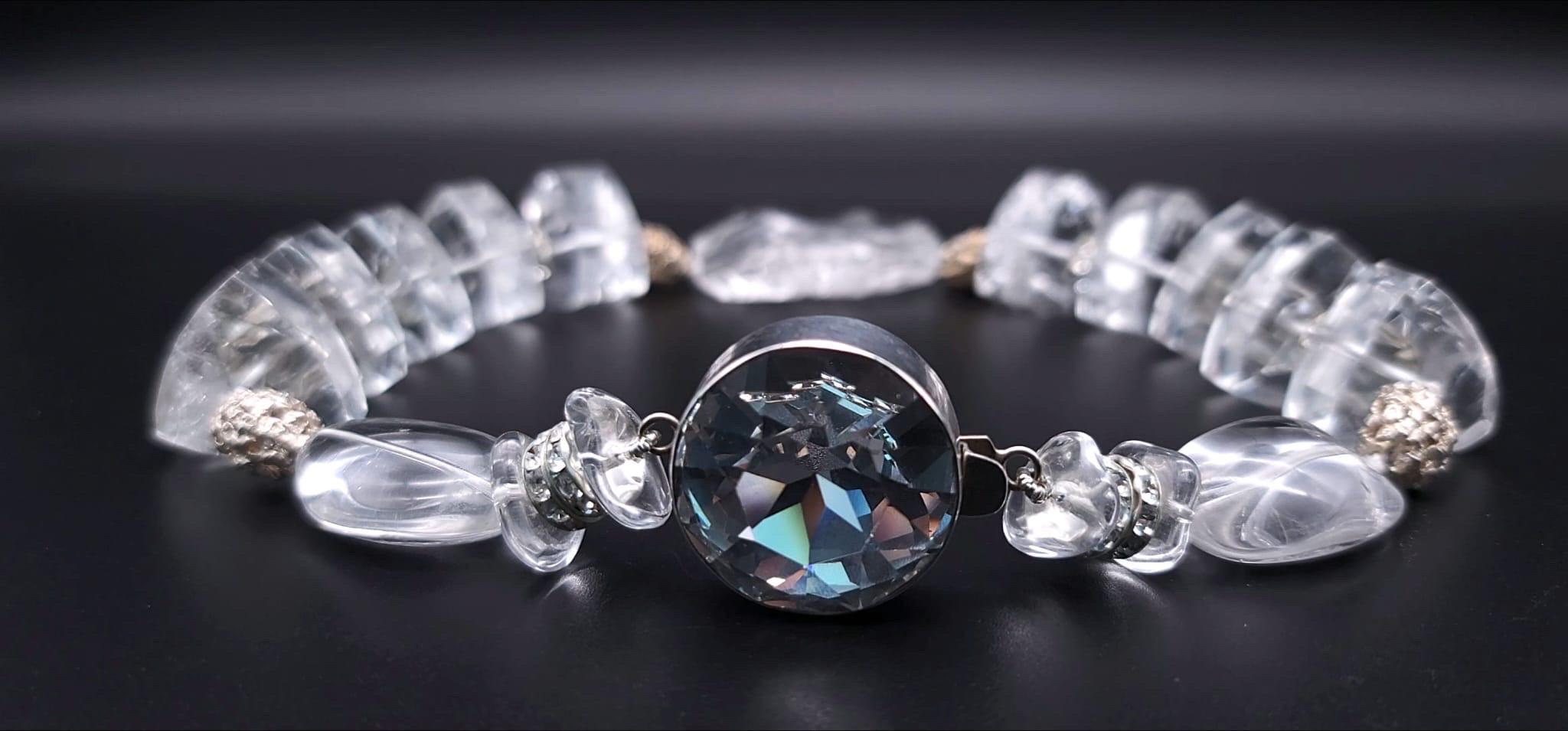 A.Jeschel Impressive Icy Crystal and Sterling Silver Necklace. For Sale 1