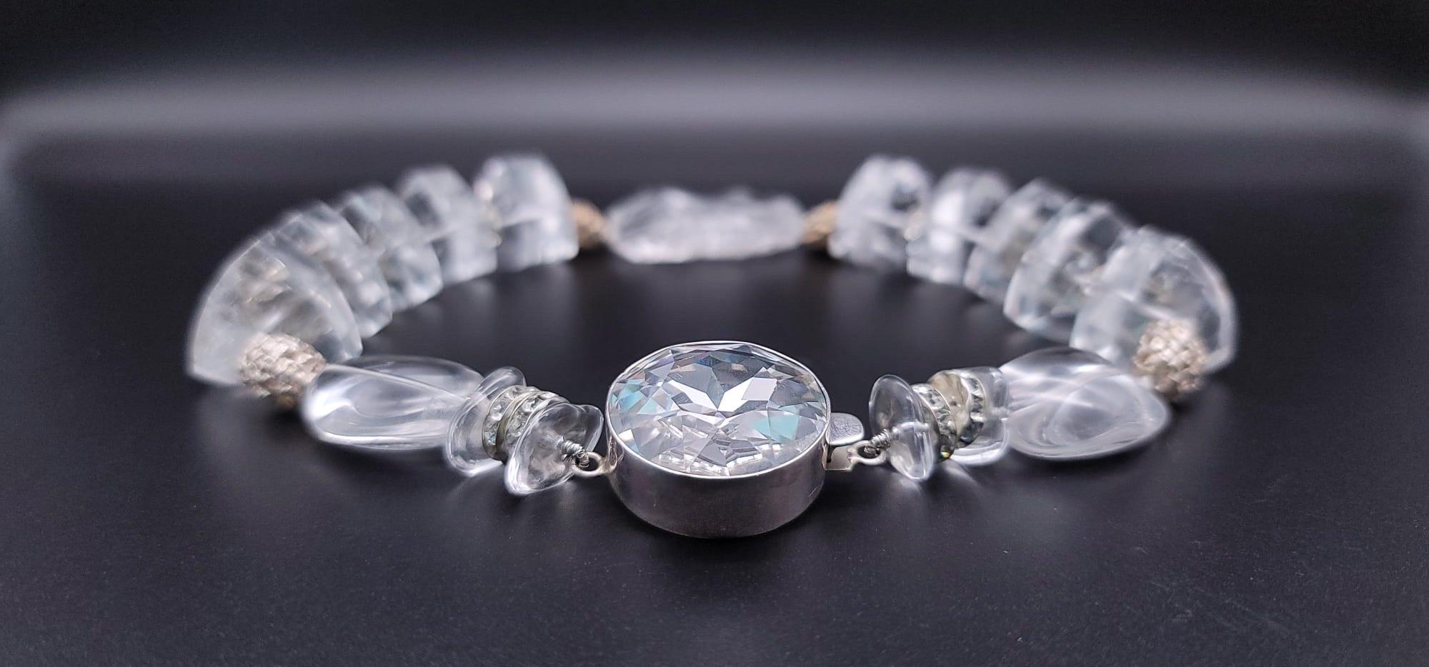A.Jeschel Impressive Icy Crystal and Sterling Silver Necklace. For Sale 2