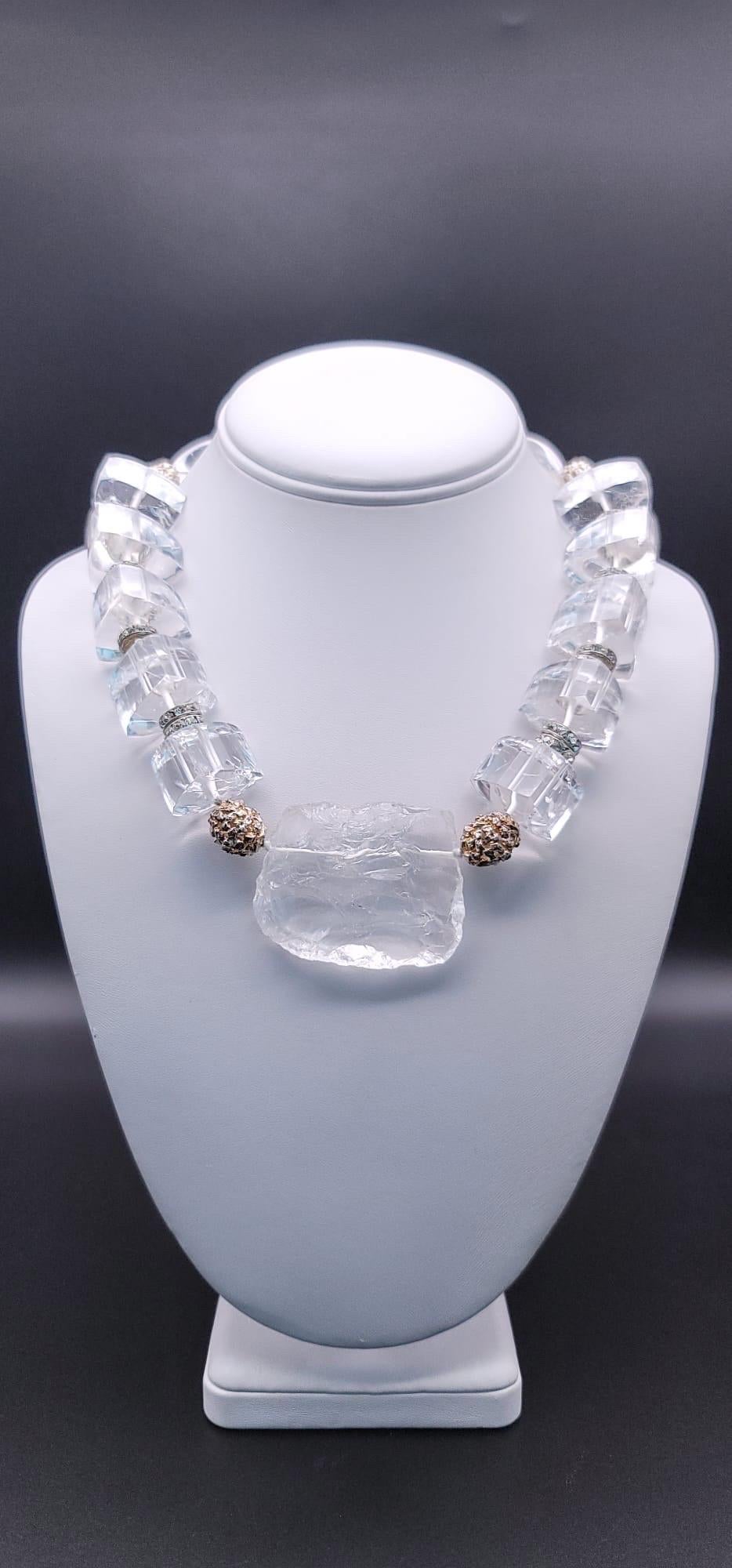 A.Jeschel Impressive Icy Crystal and Sterling Silver Necklace. For Sale 4