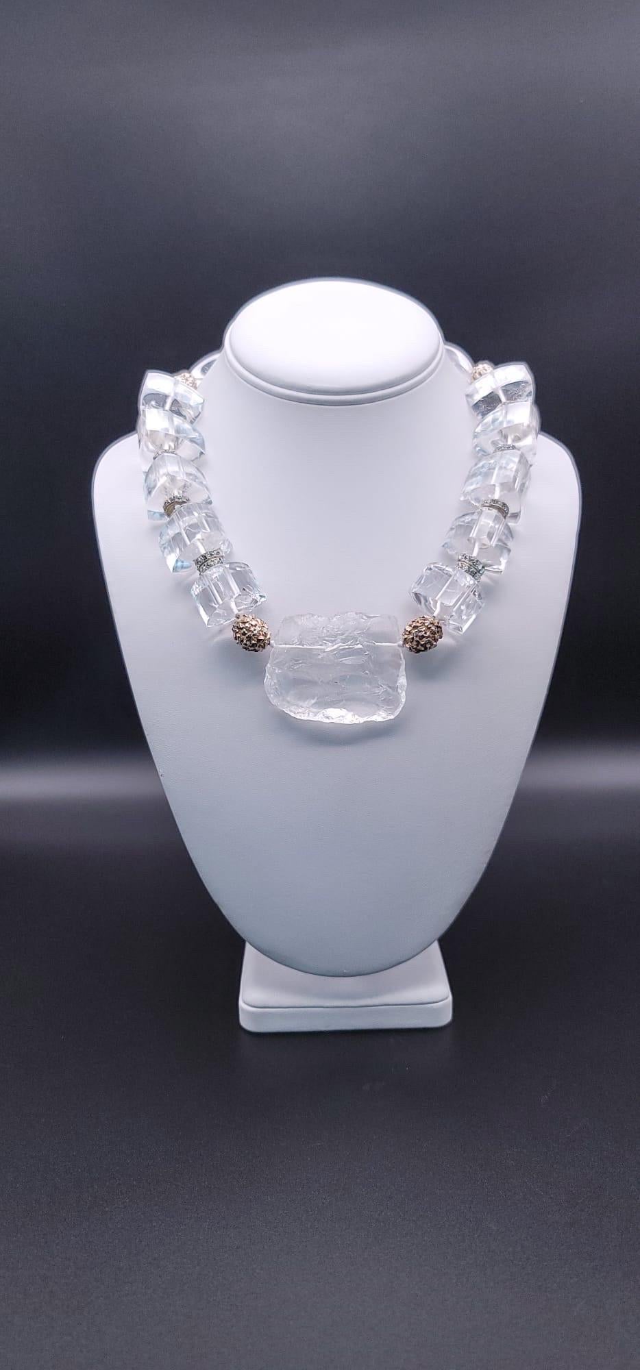 A.Jeschel Impressive Icy Crystal and Sterling Silver Necklace. For Sale 5