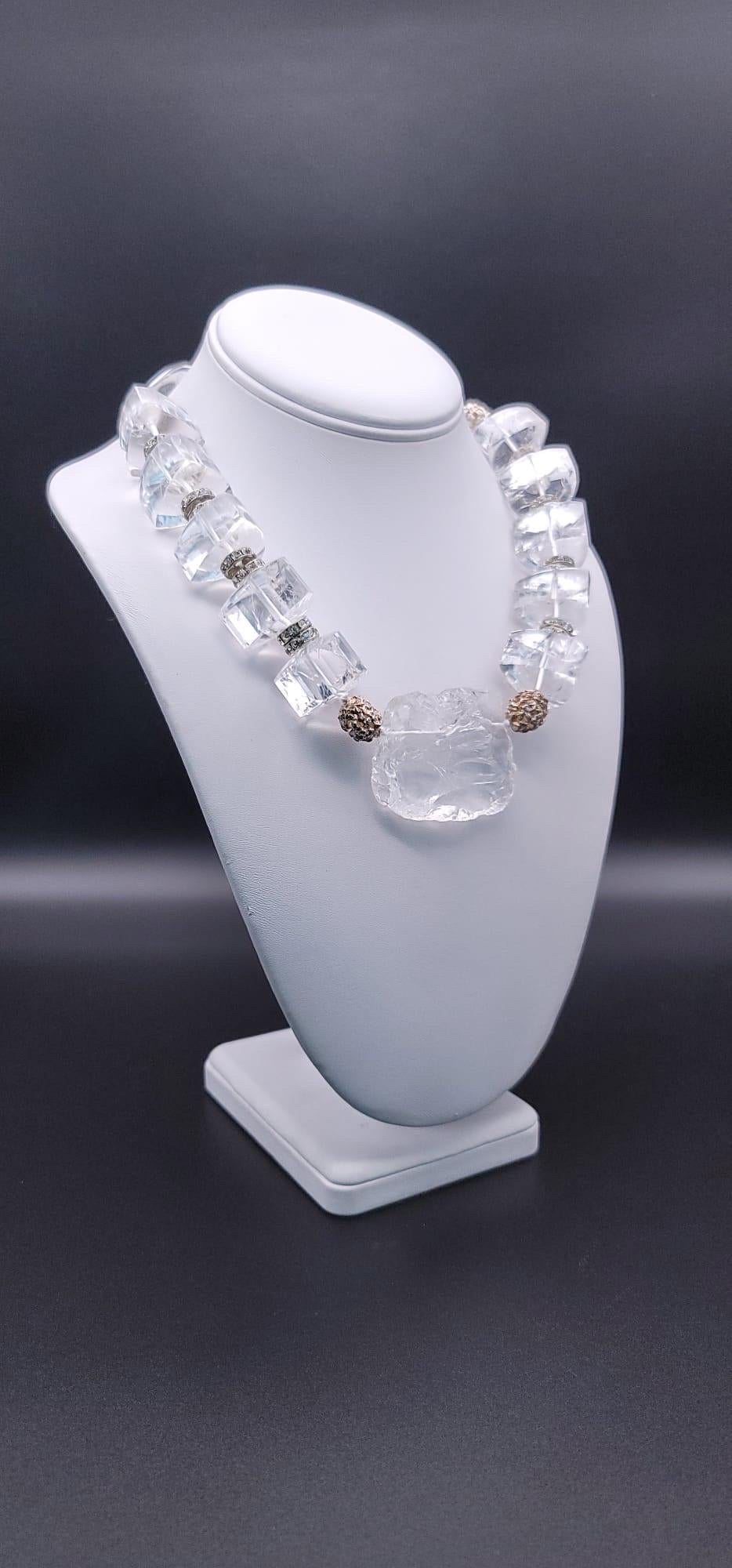 A.Jeschel Impressive Icy Crystal and Sterling Silver Necklace. For Sale 6
