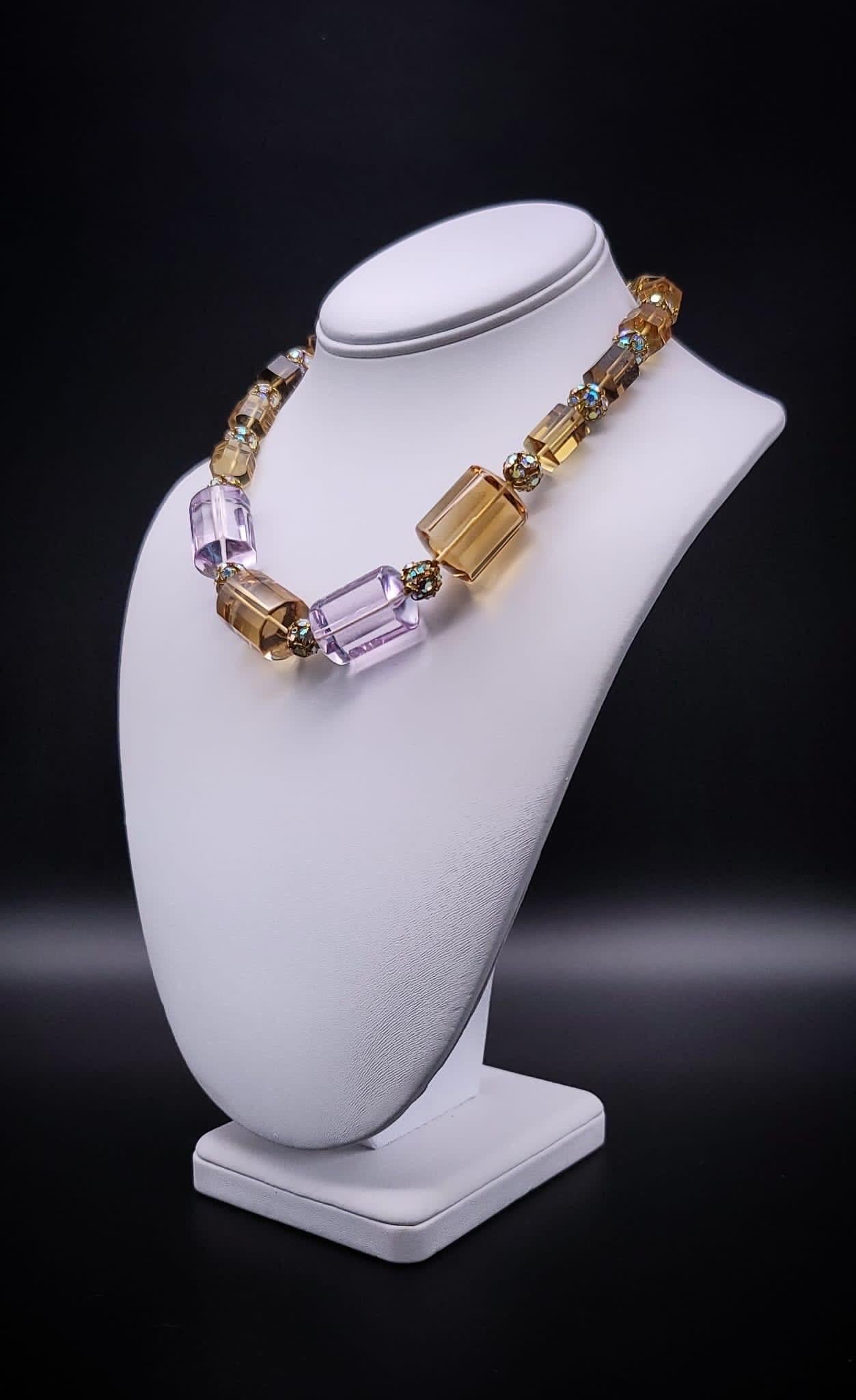 Mixed Cut A.Jeschel Precious Stone Necklace Quartz Amethyst Topaz Citrine For Sale