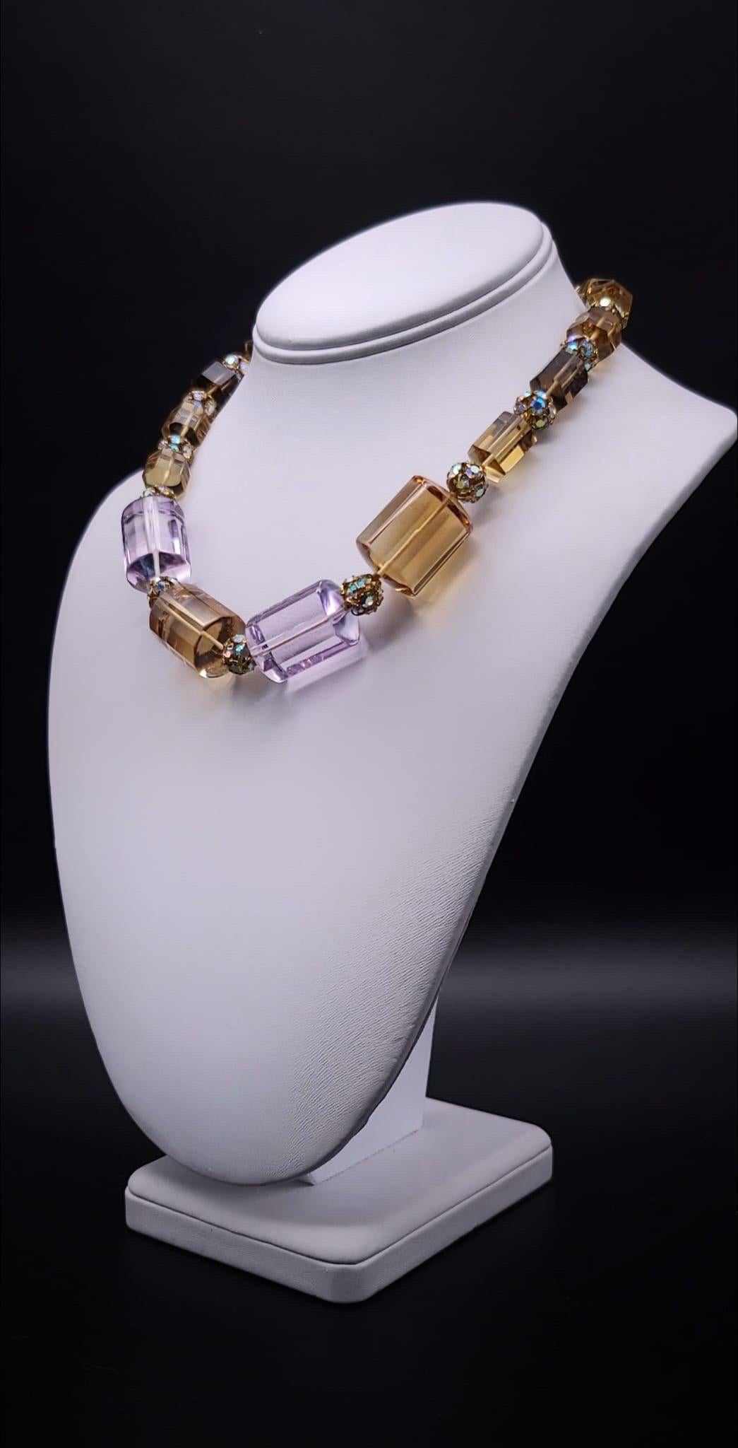 A.Jeschel Precious Stone Necklace Quartz Amethyst Topaz Citrine In New Condition For Sale In Miami, FL