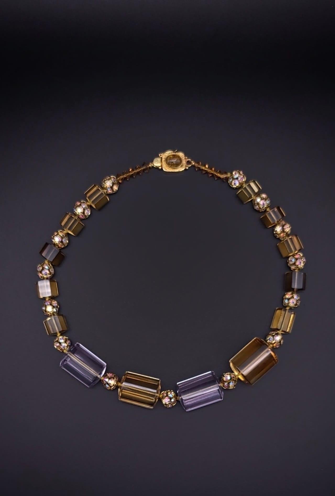 Women's A.Jeschel Precious Stone Necklace Quartz Amethyst Topaz Citrine For Sale