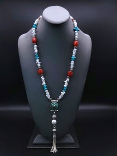 A.Jeschel long versatile Y Turquoise necklace
