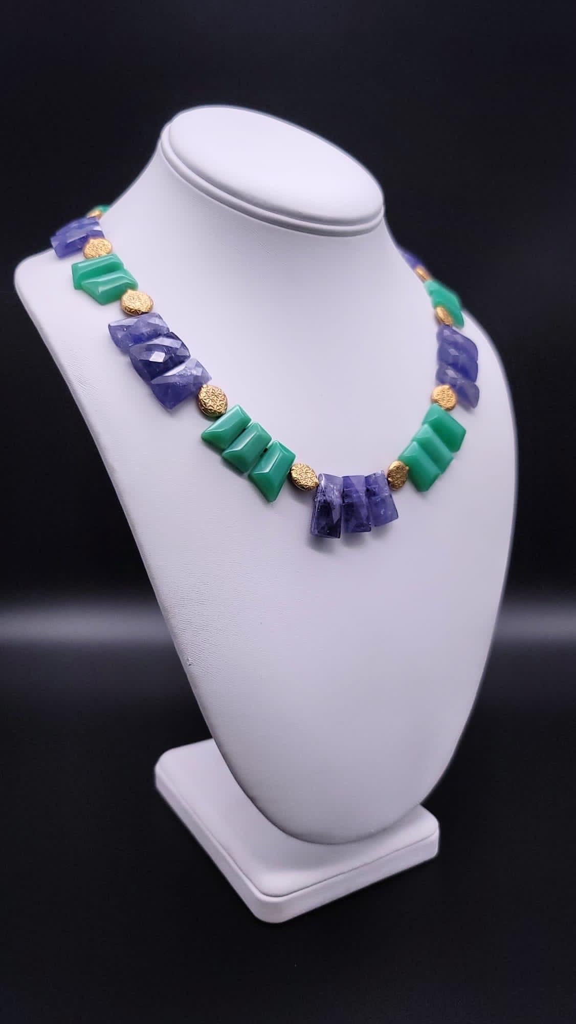 A.Jeschel Tanzanite and Chrysoprase in a matched collar necklace. For Sale 2